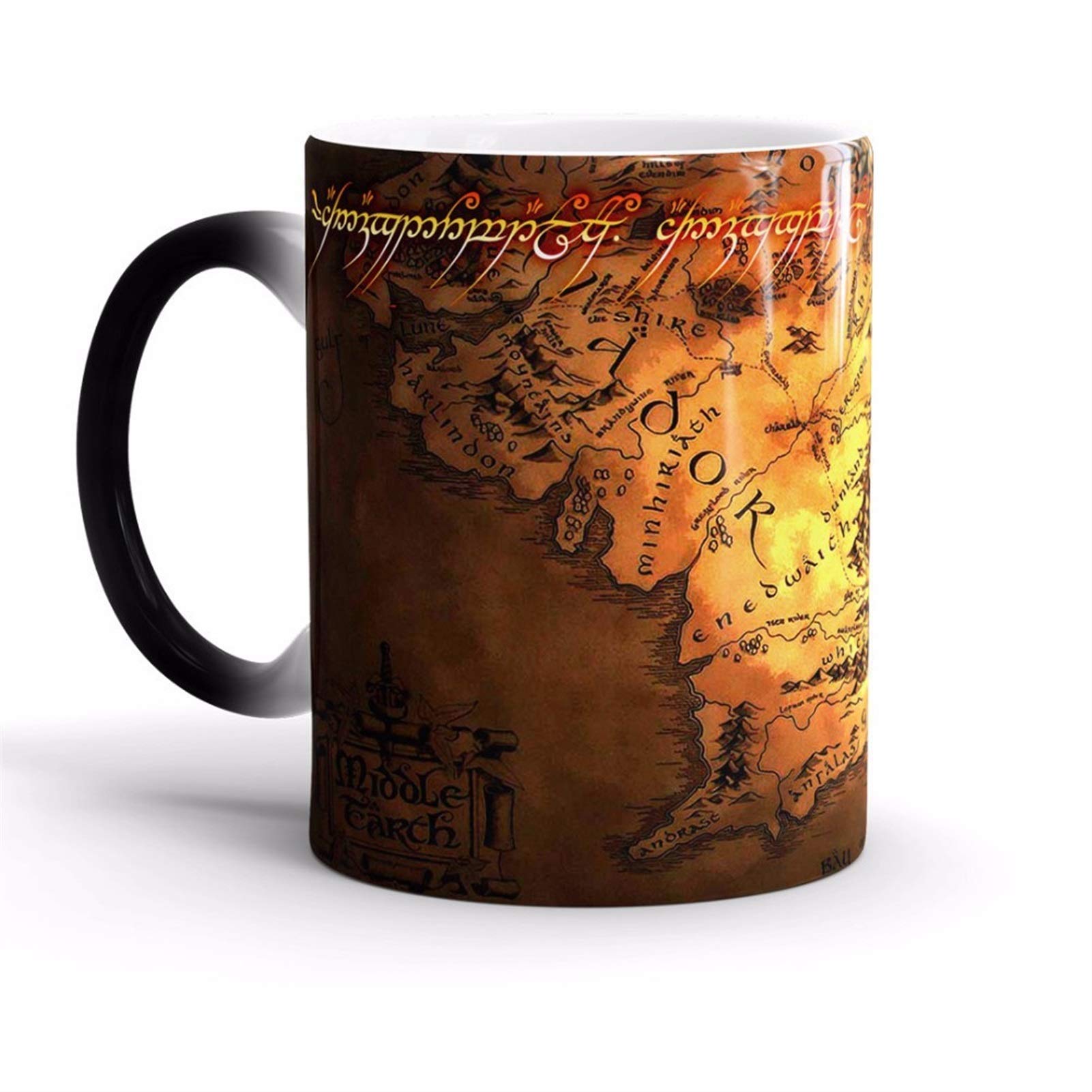 DXH The Lord of The Rings Heat Sensitive Color Changing Coffee Mug - 350ml Ceramic Cup with Induction Figure - Perfect Gift for Friends, Movie Nights & Fantasy Lovers