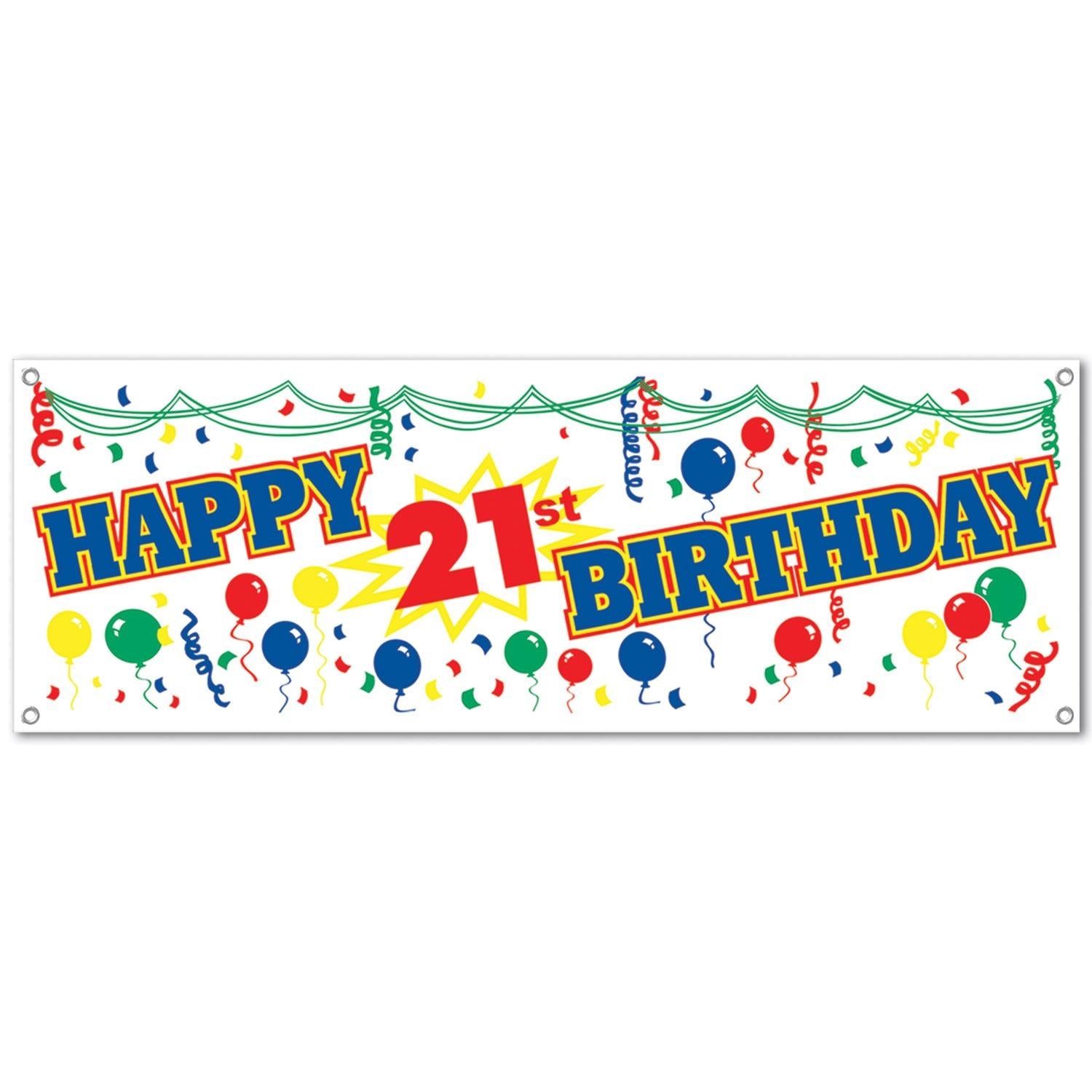 12 Pack Happy 21st Birthday Party Sign Banner Set - Colorful Birthday Decorations for 21st Birthday Party, Bar Mitzvah, Graduation Celebration & Adult Milestone Events