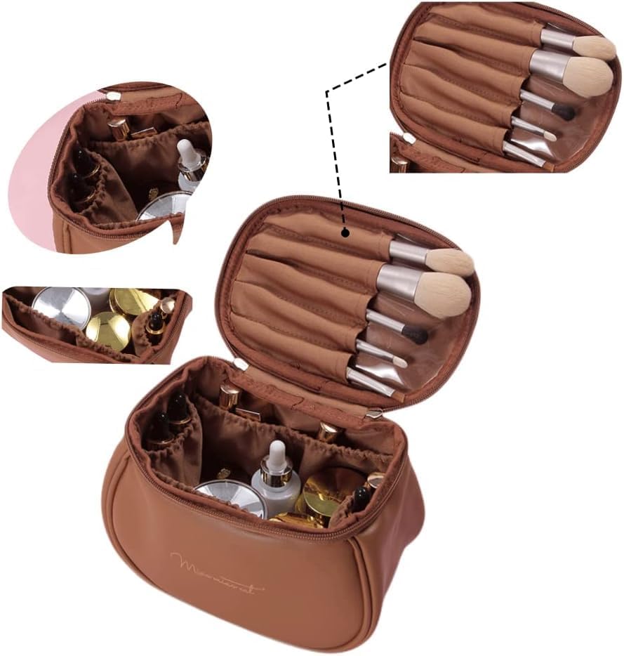 Bloriza Waterproof Travel Makeup Bag with Handle - Large Capacity Cosmetic Organizer for Makeup Brushes, Lipstick, Perfume & Toiletries | Portable Toiletry Storage | Perfect for Travel, Gym & Daily Use | Pink