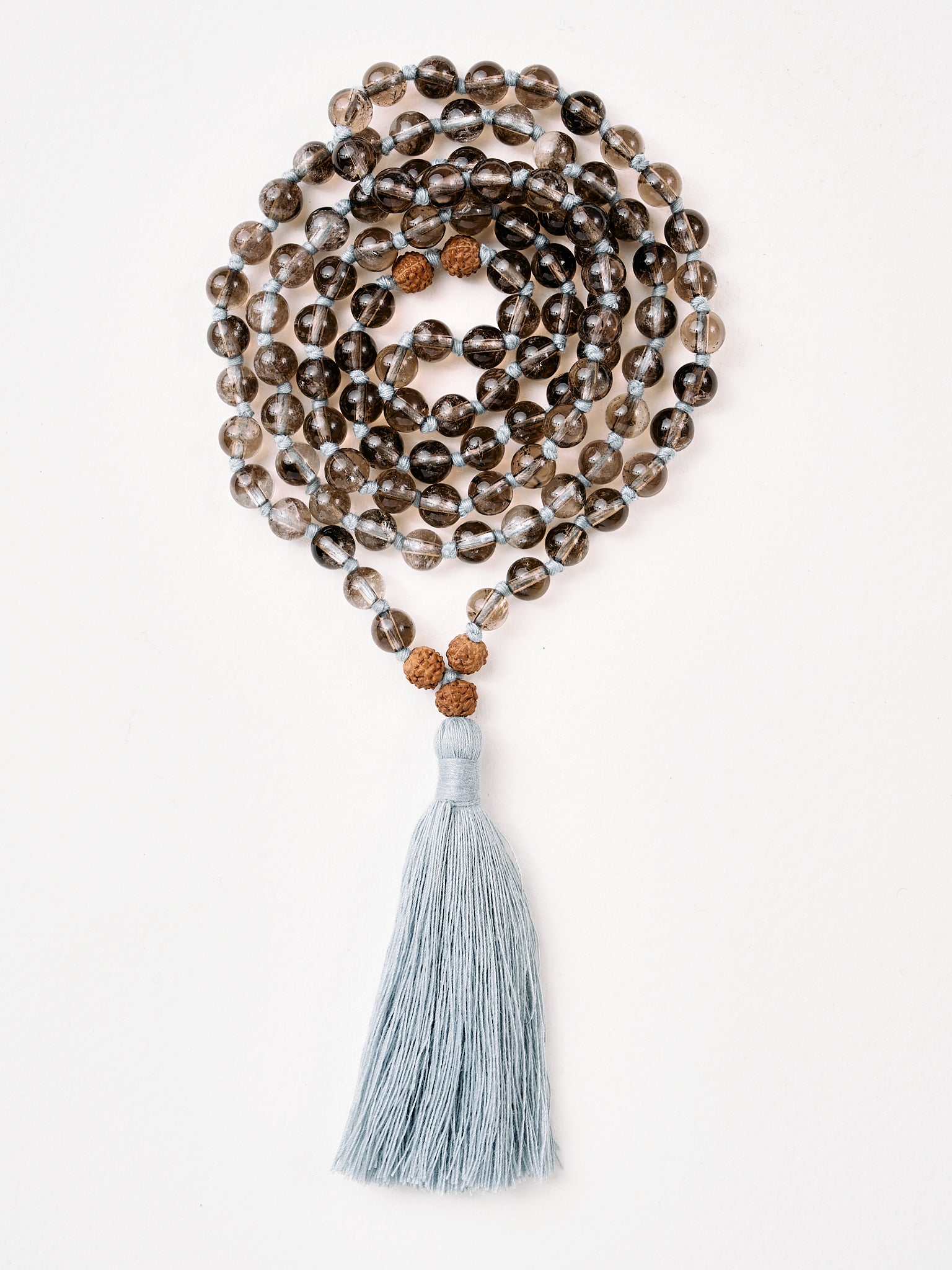 Natural Smoky Quartz Mala Bead Necklace - 108 Meditation Prayer Beads for Yoga, Mindfulness & Spiritual Healing