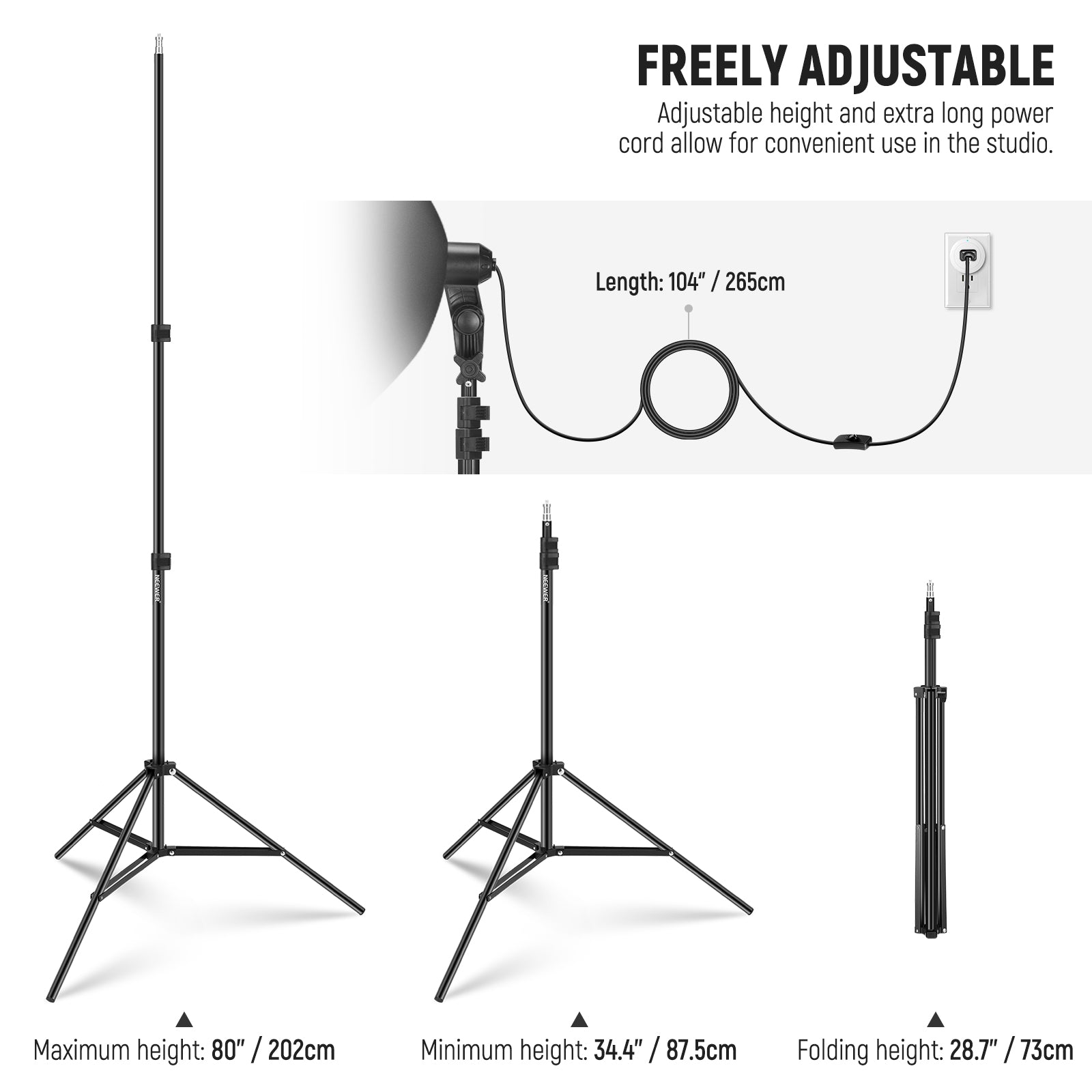 NEEWER NK300 24x24 Inch 60x60cm 350W Equivalent Softbox Lighting Kit for Photography, YouTube Videos, and Studio Portraits