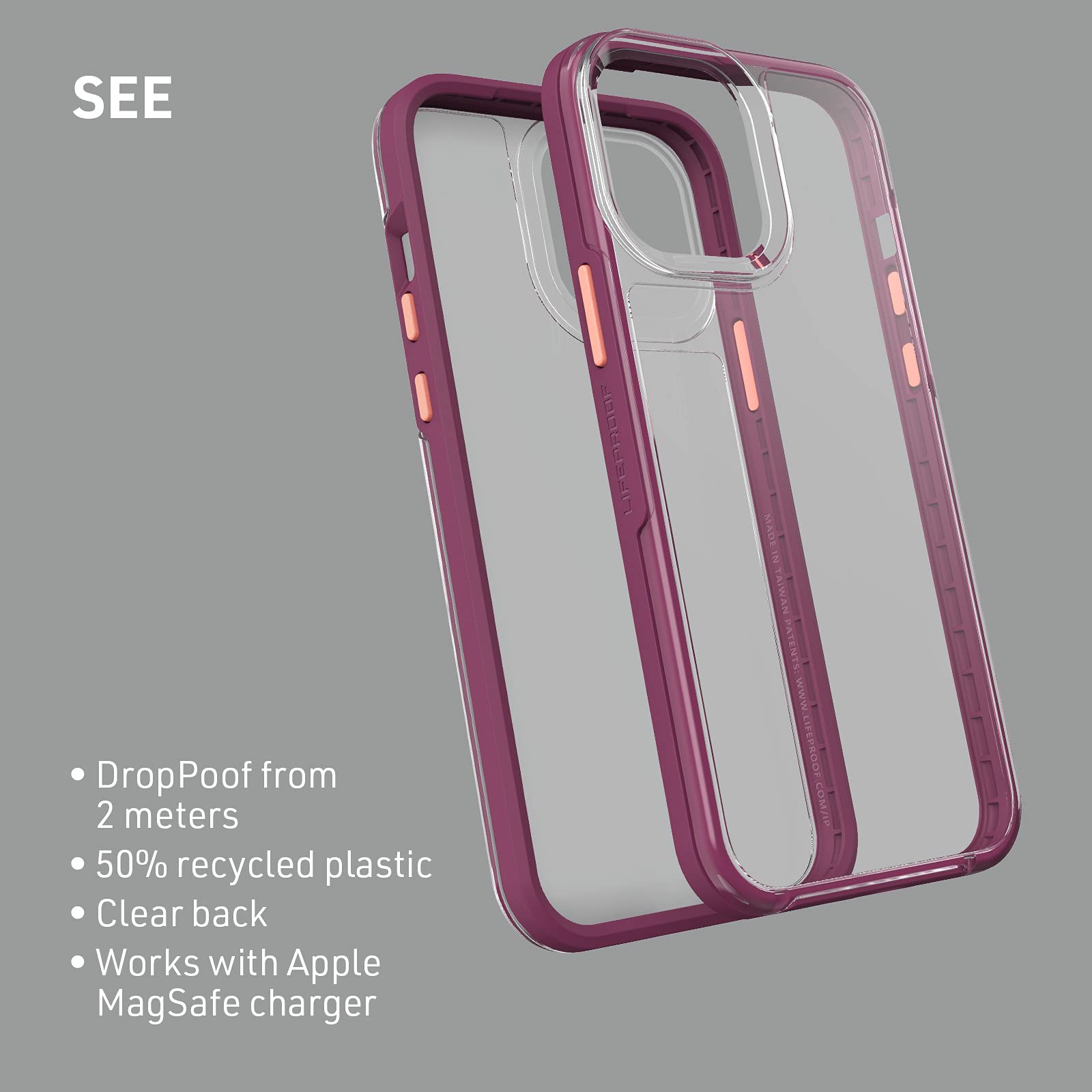LifeProof SEE SERIES Waterproof Case for iPhone 13 Pro Max & iPhone 12 Pro Max - Shockproof & Drop Protection - Motivational Purple Design - Perfect for Outdoor Adventures, Workouts & Daily Use