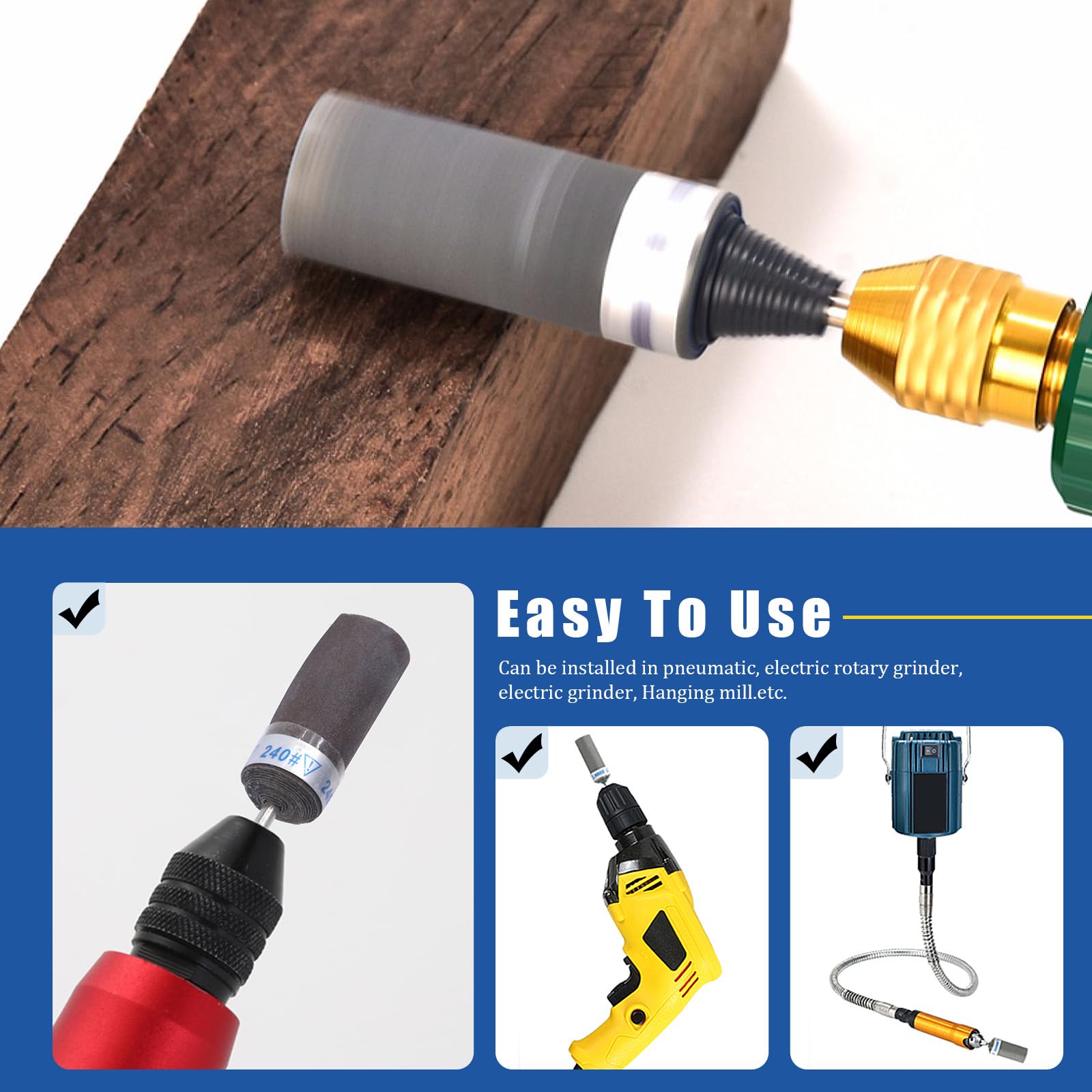 16Pcs Sanding Drum & Sleeve Set with 6Pcs Cylinder Bullet Polishing Tools - Compatible with Electric Grinders for Wood Carving, Metal Polishing & DIY Projects - Perfect for Home Workshops & Professional Use
