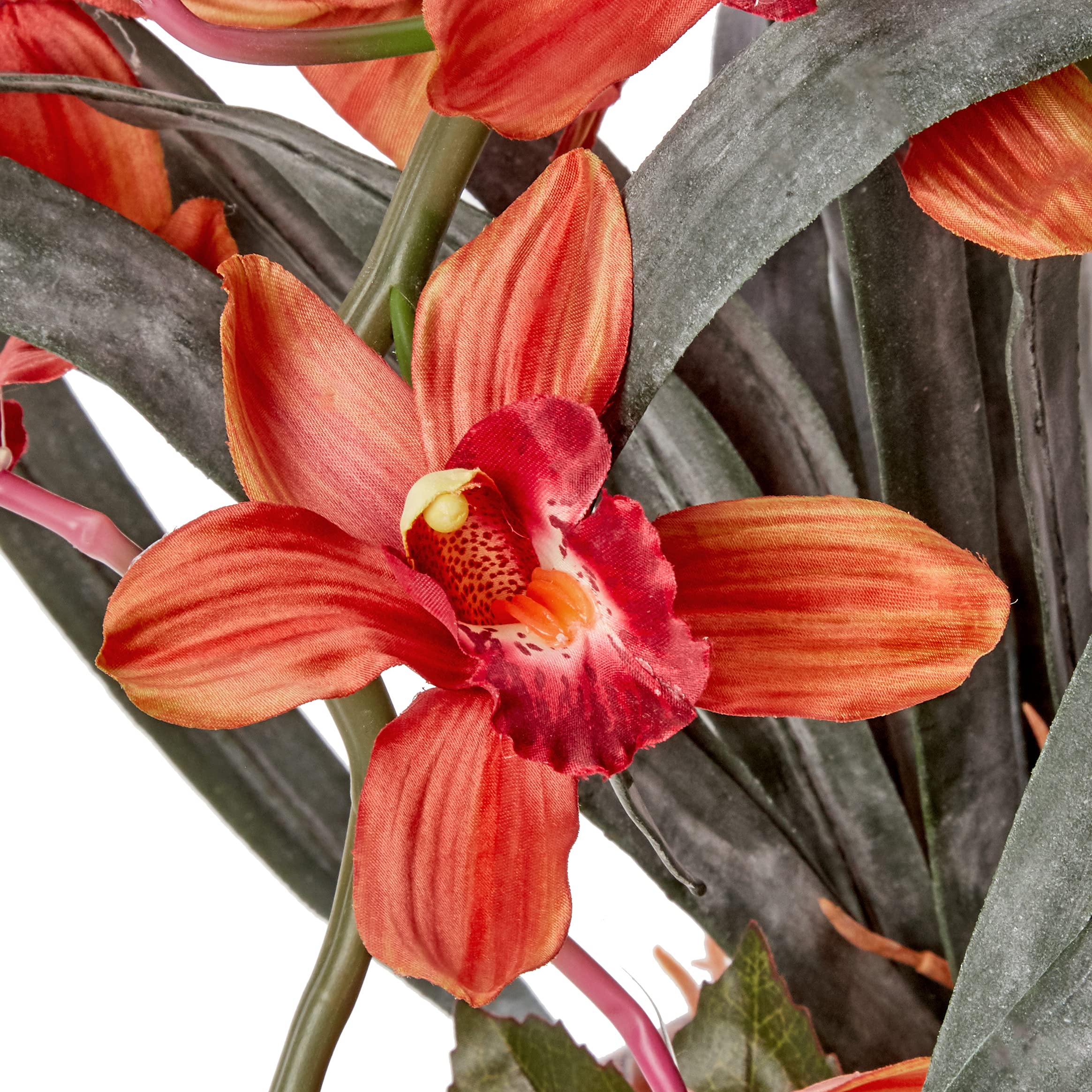 Nearly Natural Cymbidium Silk Flower Arrangement in Decorative Vase - Elegant Home & Office Decor for Living Room, Dining Table, Wedding Centerpieces