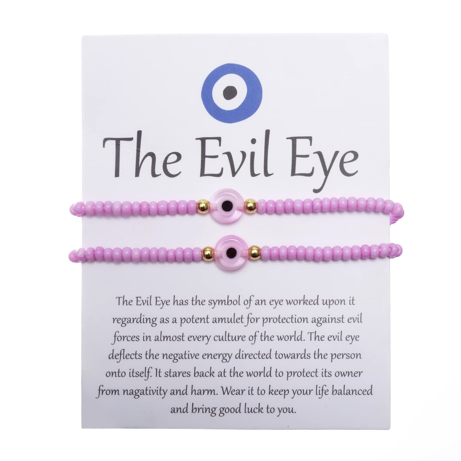 Vasperain 2Pack Evil Eye Protection Bracelet for Women & Men, Adjustable Mexican Ojo Bracelet - Spiritual Jewelry for Good Luck & Positive Energy (Perfect for Daily Wear, Gifts & Travel Protection)