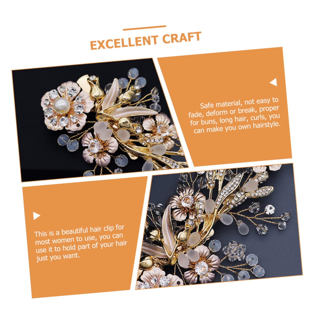 Minkissy Pearl Flower Bridal Hair Pins - Rhinestone Hair Clip for Wedding & Parties
