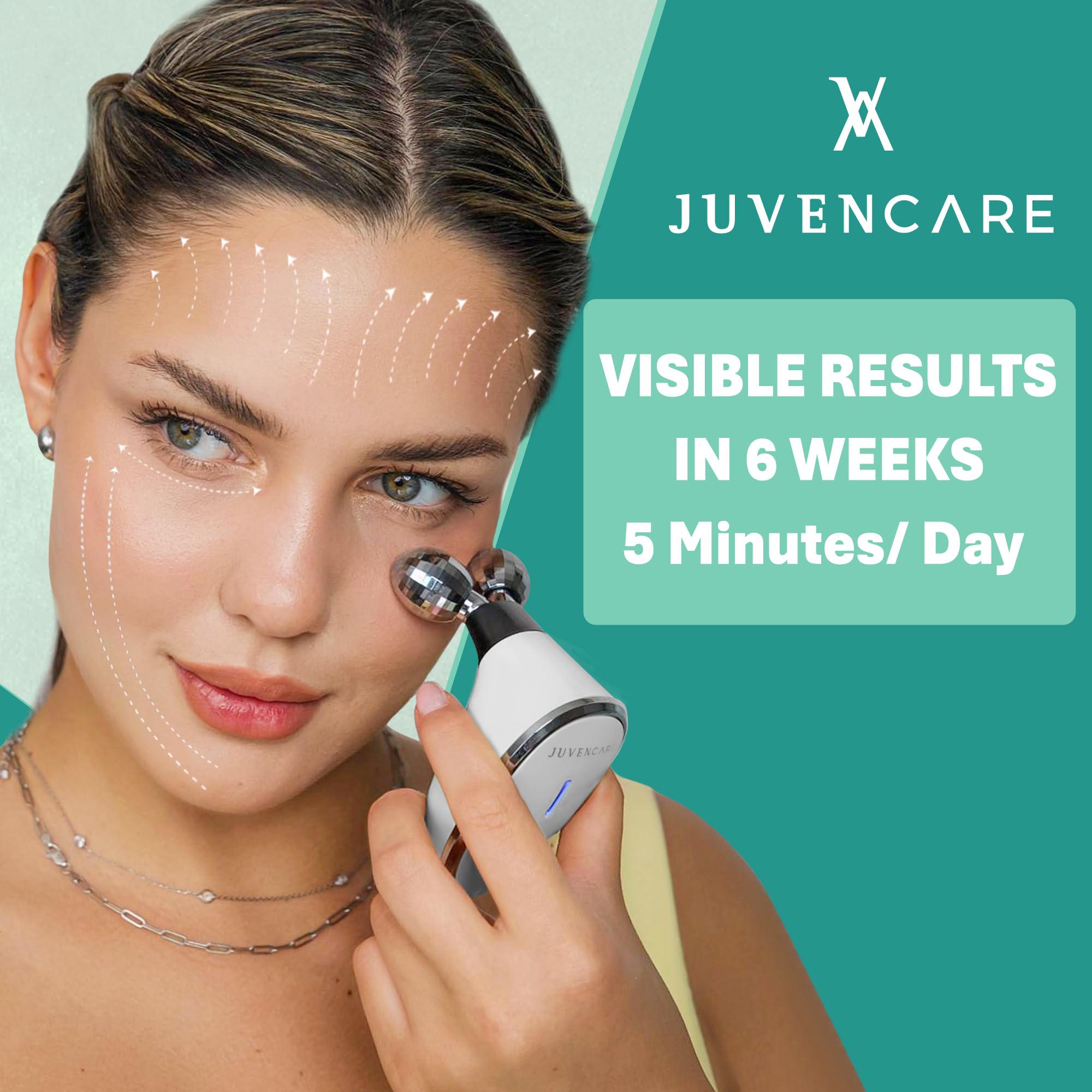 6-in-1 Advanced Microcurrent Facial Device for Anti-Aging & Skin Rejuvenation - White Cream | Professional At-Home Facial Treatment for Wrinkle Reduction & Enhanced Skincare Absorption