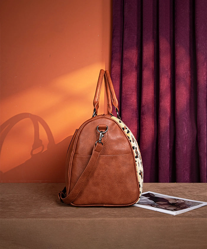 Montana West Floral Tooled Cow Print Duffle Bag - Stylish Travel & Gym Bag for Women, Perfect for Weekend Getaways & Workouts