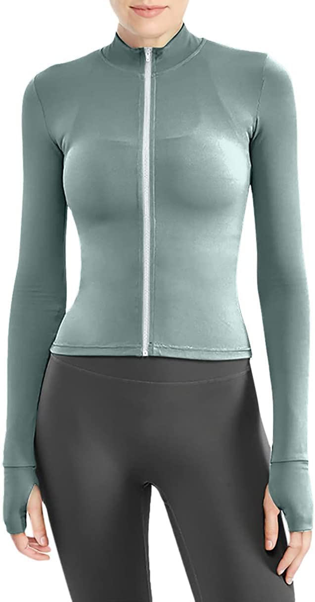 Women's Lightweight Stretchy Full Zip Athletic Jacket - Breathable Running & Workout Track Jacket for Gym, Yoga & Outdoor Sports