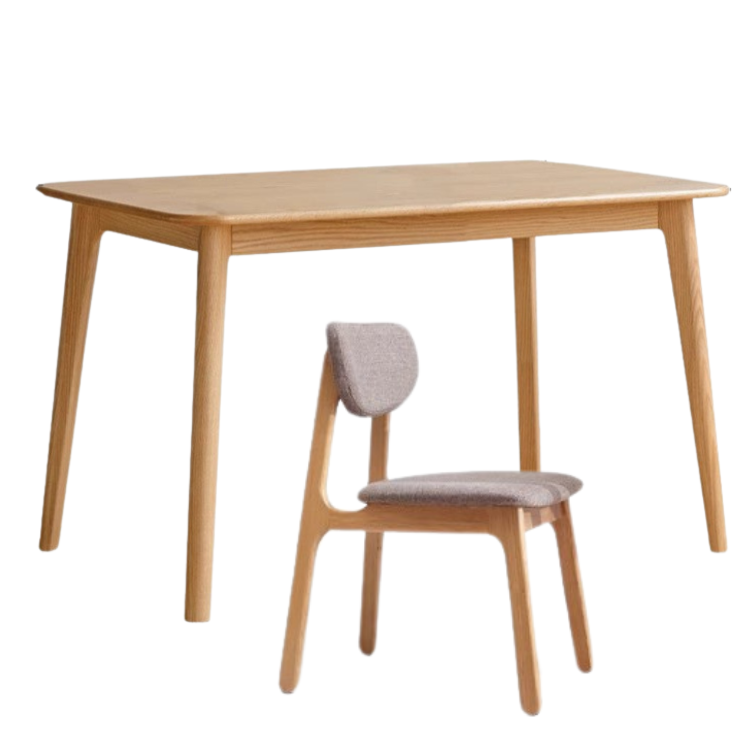 63.0×33.5×29.5 inch / 160×85×75 cm / natural wood color / dining table + smoky chestnut brown chair 4 pcs
