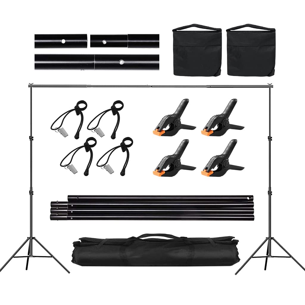 6.5x10ft Adjustable Backdrop Stand Kit for Party Decorations, Baby Showers & Photography - Includes Spring Clamps, Backdrop Clips, Sandbag & Carrying Bag - Perfect for Events, Weddings, and Photo Studios
