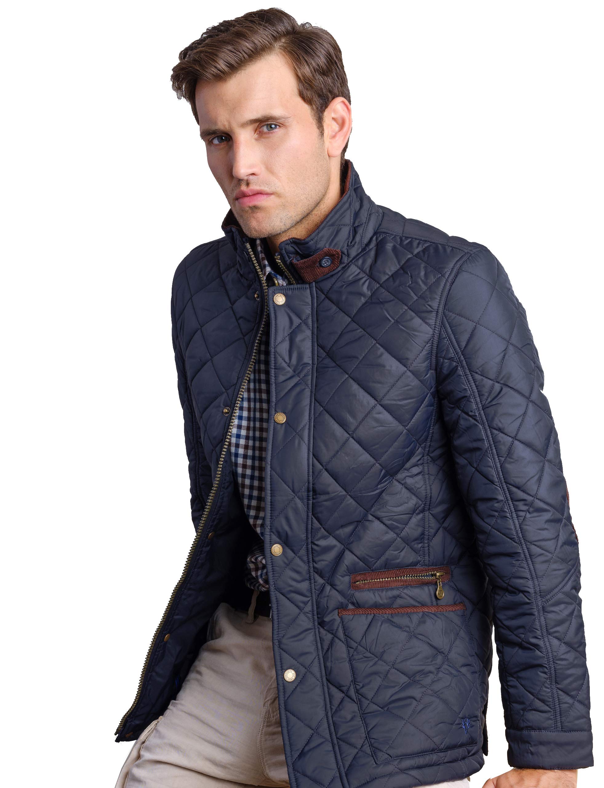Vedoneire Men's Navy Blue Quilted Jacket - Lightweight Padded Winter Coat for Outdoor Activities | Hiking, Camping & Casual Wear (Style 3039)