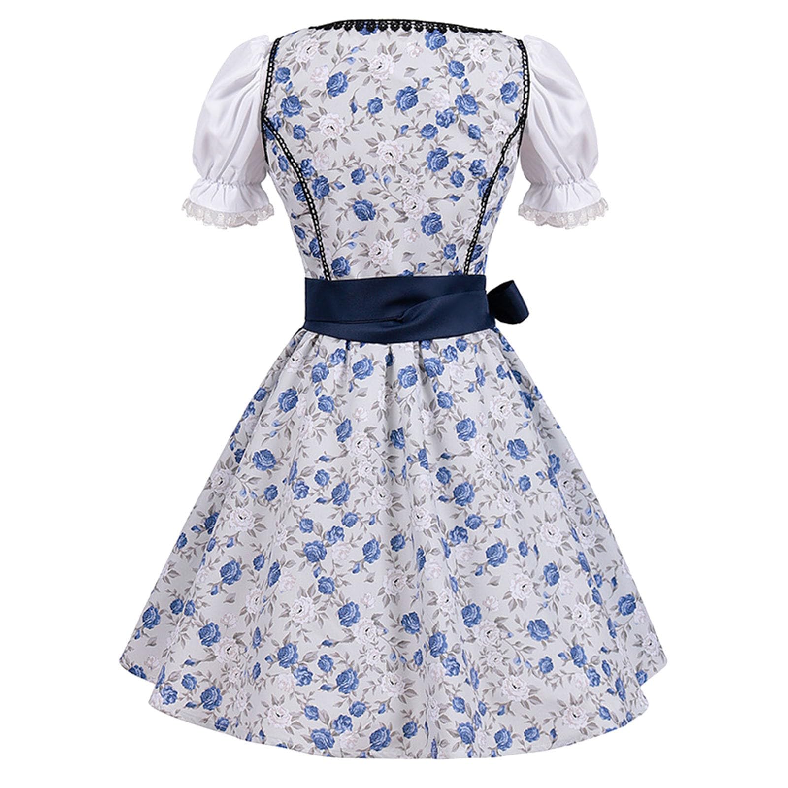 XL German Dirndl Dress for Women - Square Neckline Apron Oktoberfest Costume & Springtrap Cosplay Outfit in Blue | Perfect for Halloween, Themed Parties & Renaissance Fairs