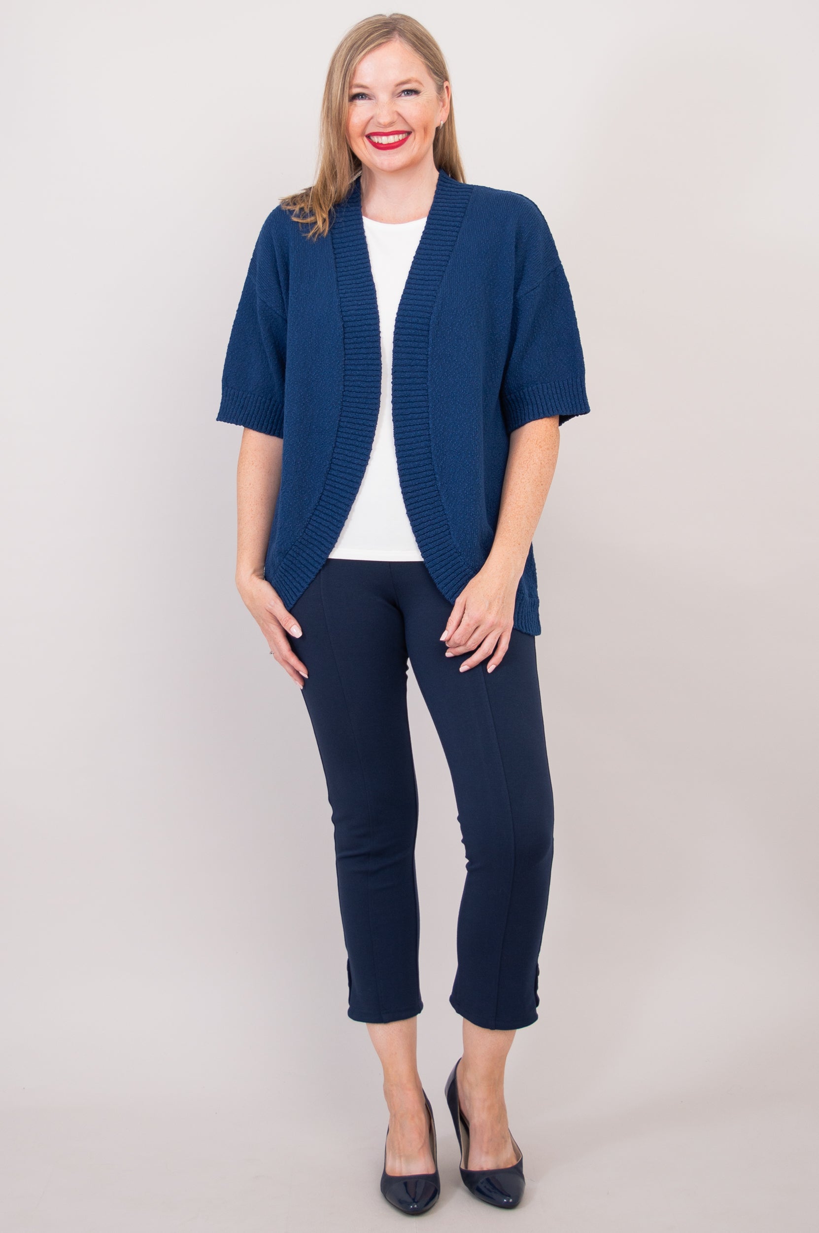 Jana Cardigan Women's Blue Cotton Knit Sweater - Cozy & Stylish for Fall & Winter Outfits