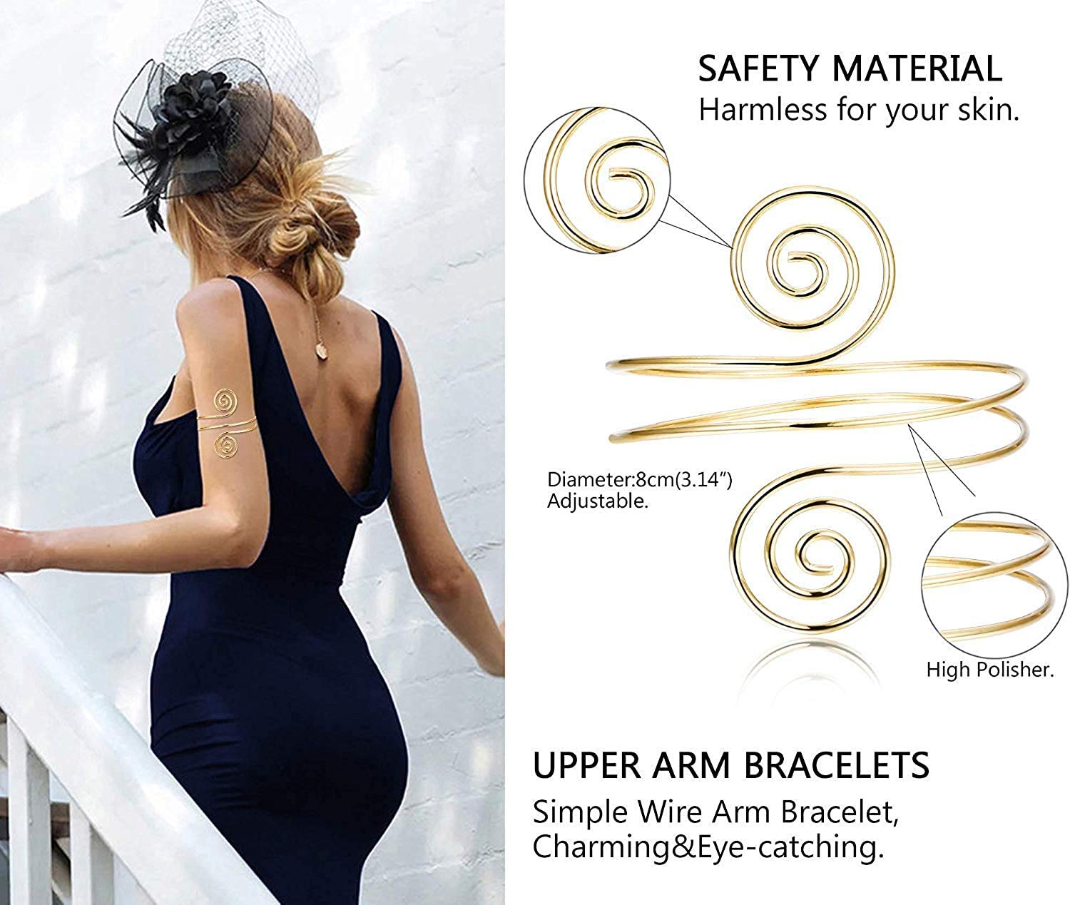 YADOCA 3-Piece Adjustable Upper Arm Bracelet Set - Elegant Filigree Swirl Leaf Armband Cuff for Women & Girls | Boho Chic Jewelry for Parties, Weddings & Festival Fashion Accessories