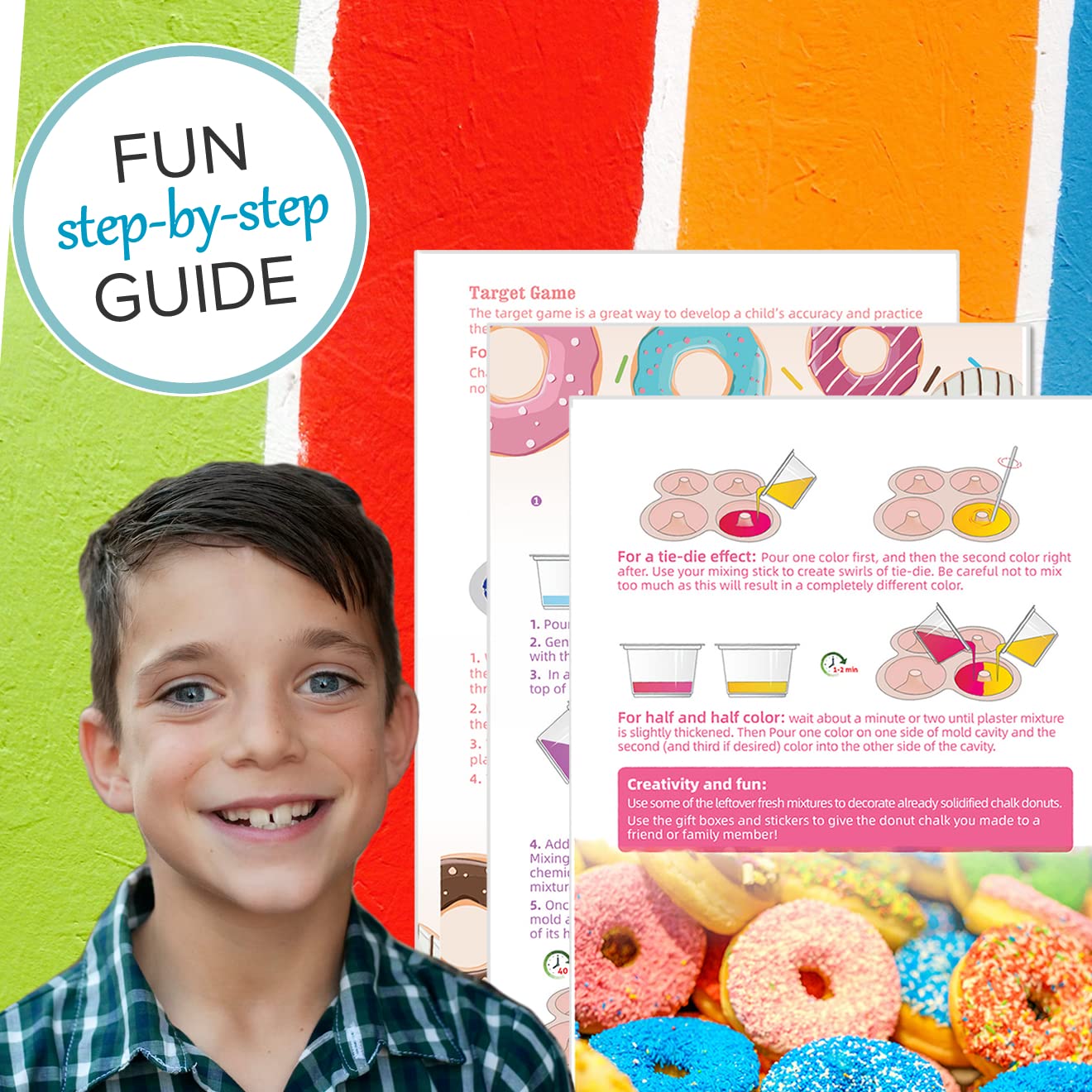 DIY Mushroom Donut Sidewalk Chalk Kit - Make Your Own Street Chalk | Creative Craft Gift for Kids & Teens | Outdoor Fun for Spring, Summer, Fall | Perfect for Birthdays, BBQs & Sidewalk Art Activities