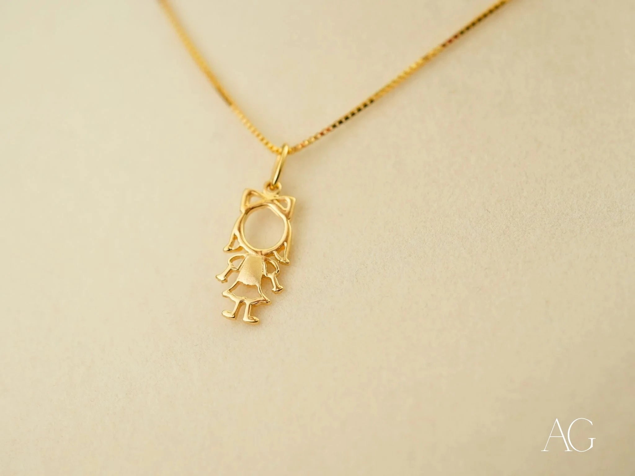 Golden Grace: Elegant Gold Doll Girl Pendant Necklace for Women - Perfect Gift for Birthday, Anniversary & Special Occasions