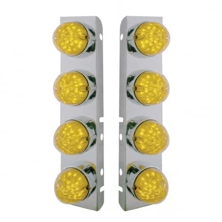 United Pacific 37468 Stainless Steel Air Cleaner Light Bar for Peterbilt Trucks - 19 Amber LED Cab Lights with Chrome Bezels & Bracket | Heavy Duty Truck Lighting for Night Visibility & Safety