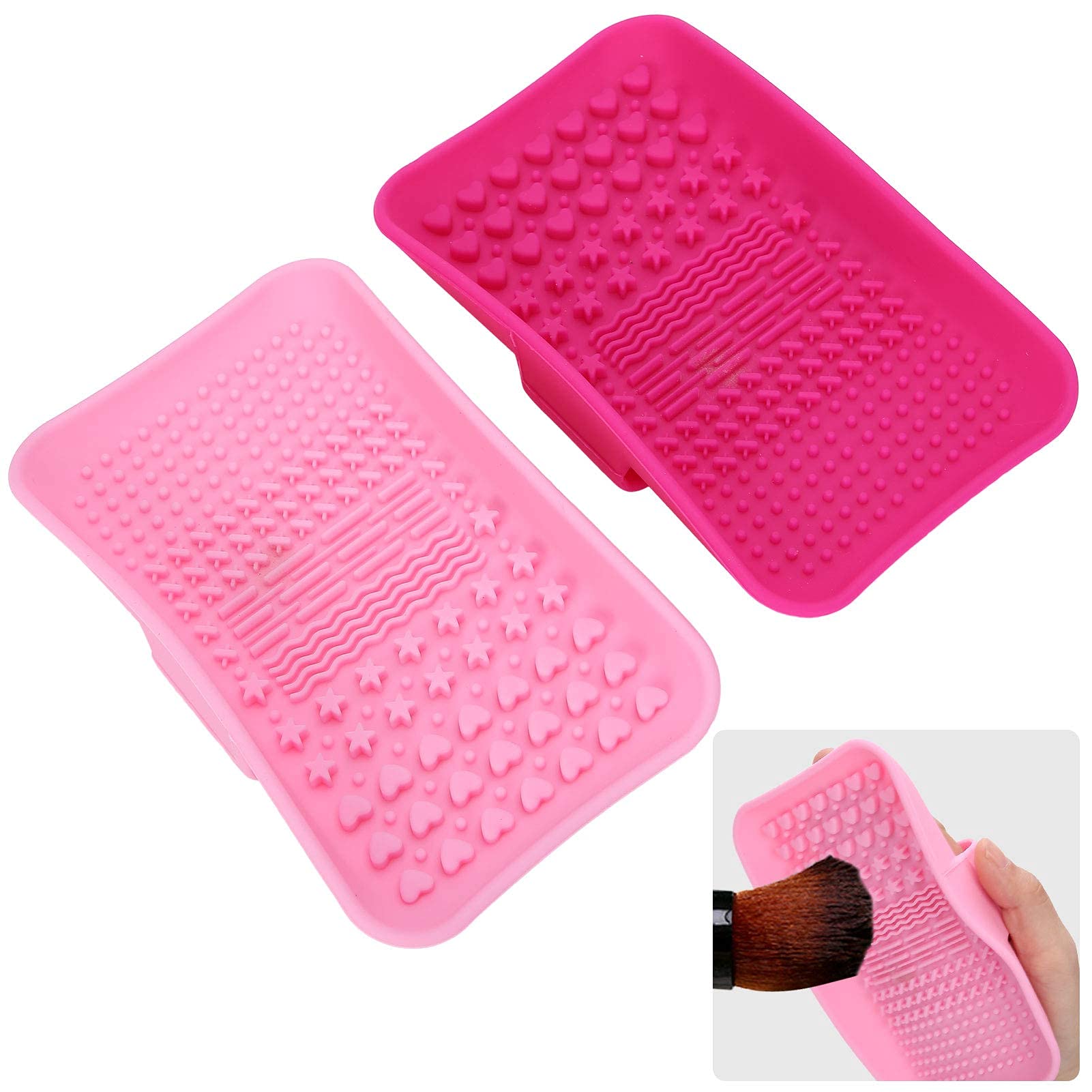 2 Pack Silicone Brush Cleaner & Makeup Brush Cleaning Mat – Reusable Cosmetic Brush Washing Pad for Professional & Home Use – Perfect for Daily Makeup Brush Care & Deep Cleaning