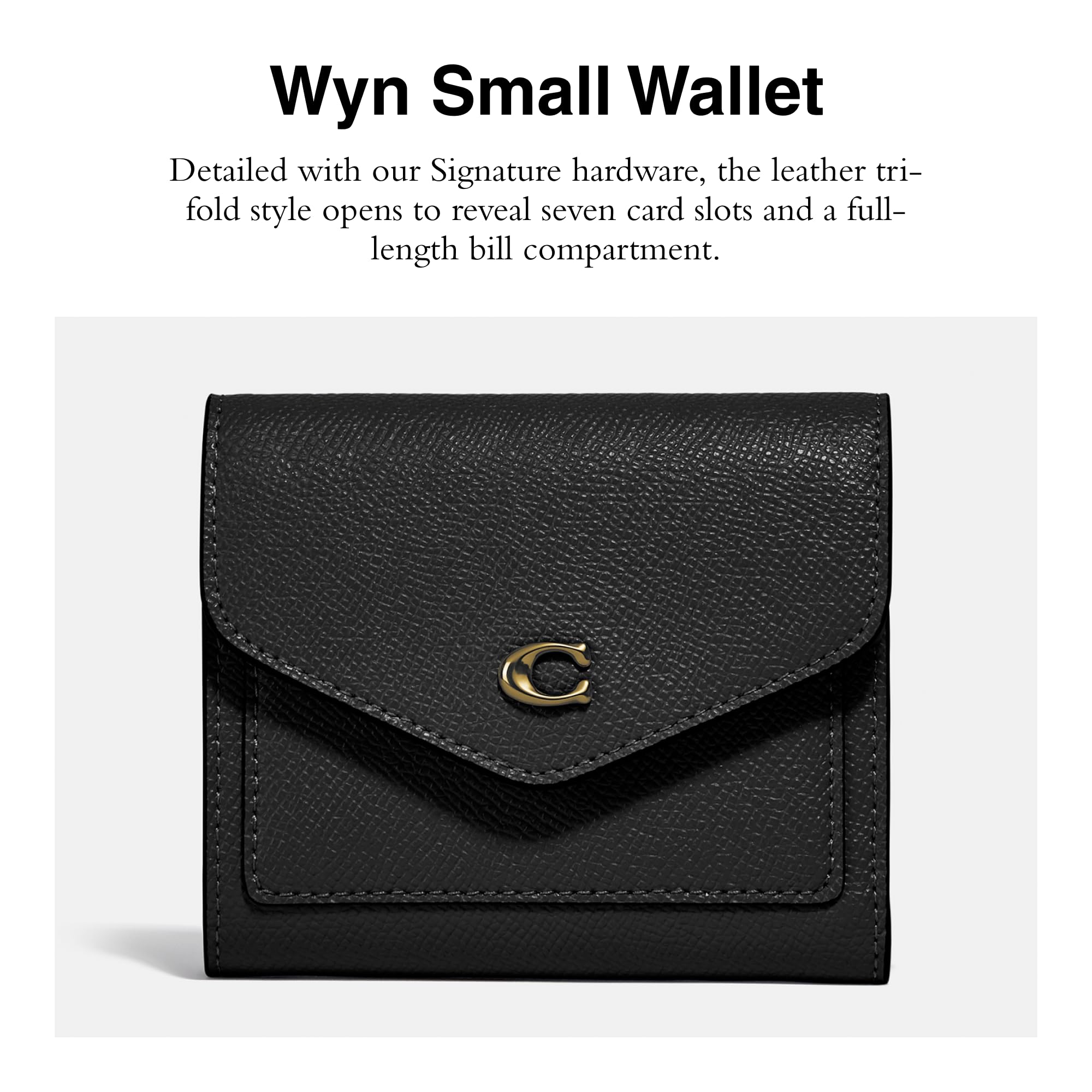 Coach Wyn Small Leather Wallet in Light Brown/Black – Cross Grain Leather, Slim & Stylish for Everyday Use, Travel, and Gifting