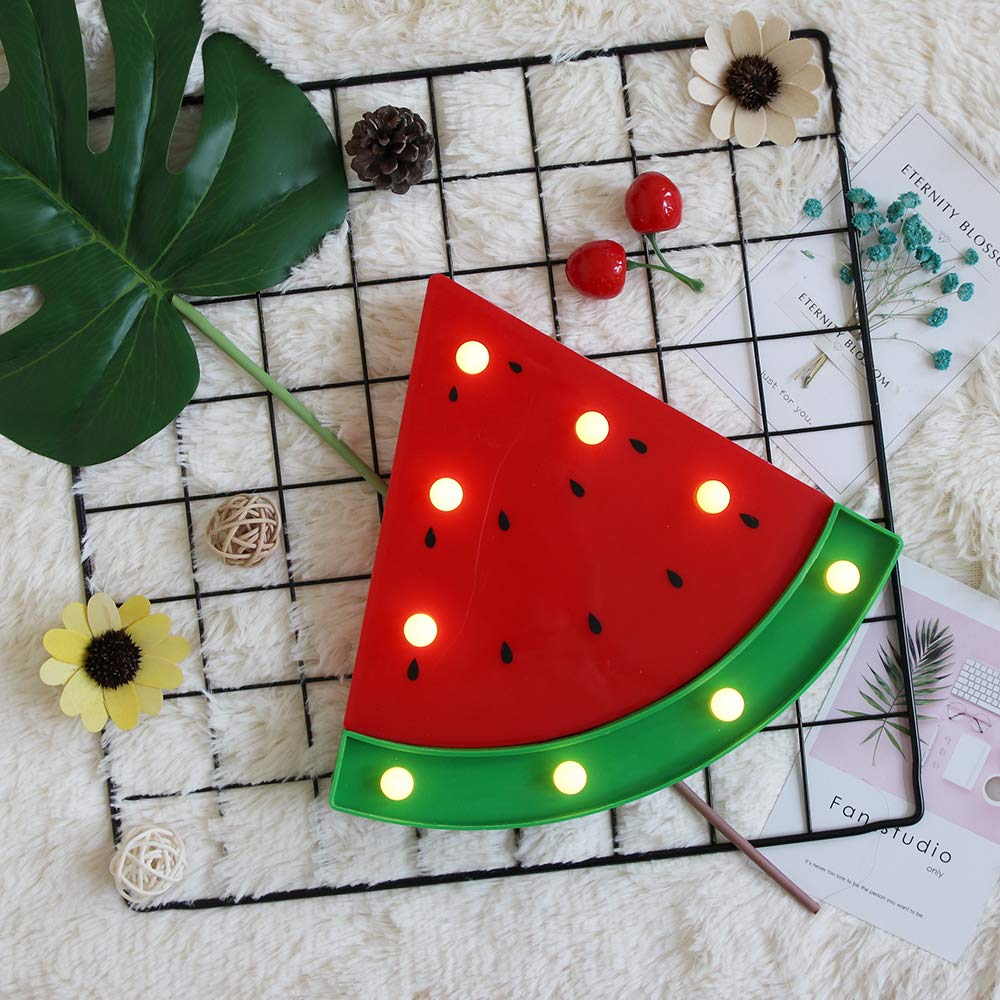 GUOCHENG Watermelon LED Night Light - Battery Operated Table Lamp for Nursery, Kids Bedroom, Birthday & Christmas Gifts (Red) - Perfect for Bedtime Stories, Nighttime Comfort & Children's Room Decor