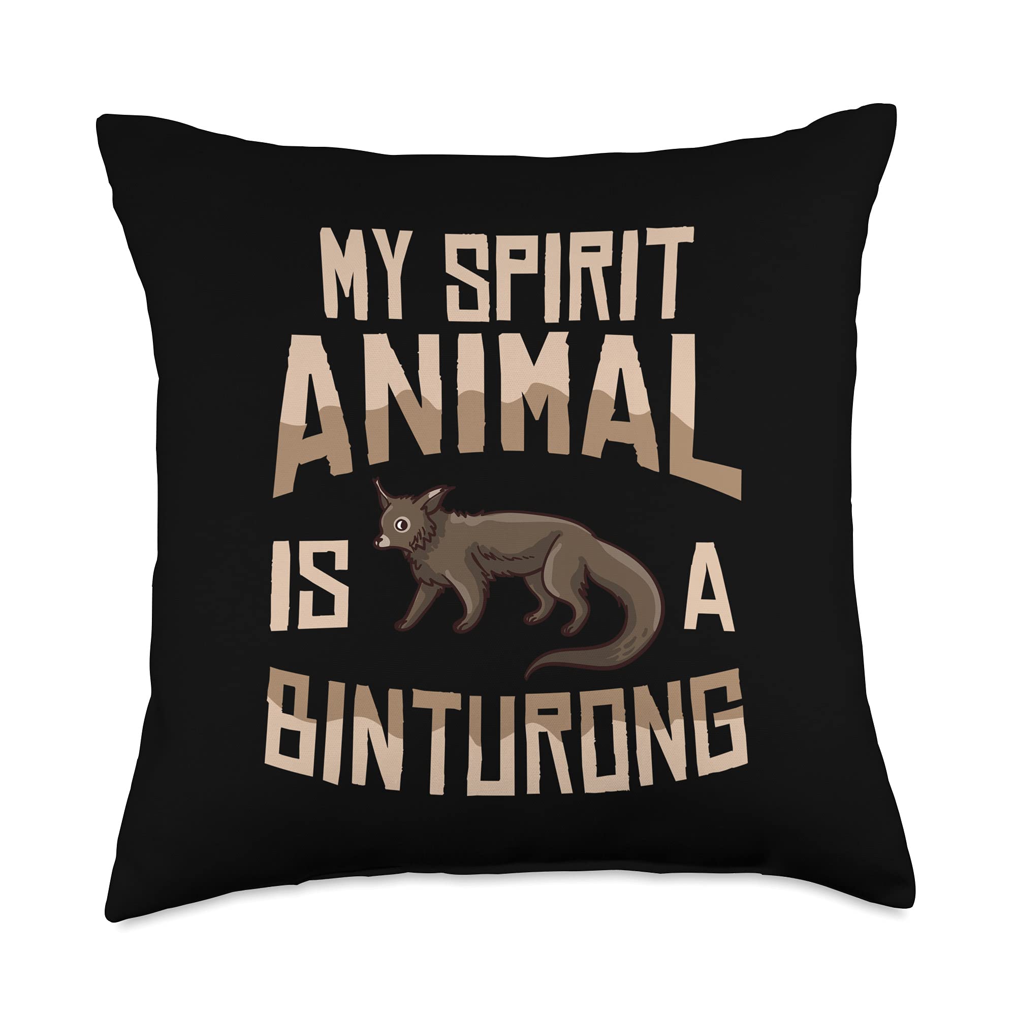 Cute Binturong Bearcat Animal Throw Pillow - 18x18 Inches Soft Decorative Multicolor Pillow Cover for Sofa, Bed, Living Room & Nursery Decor