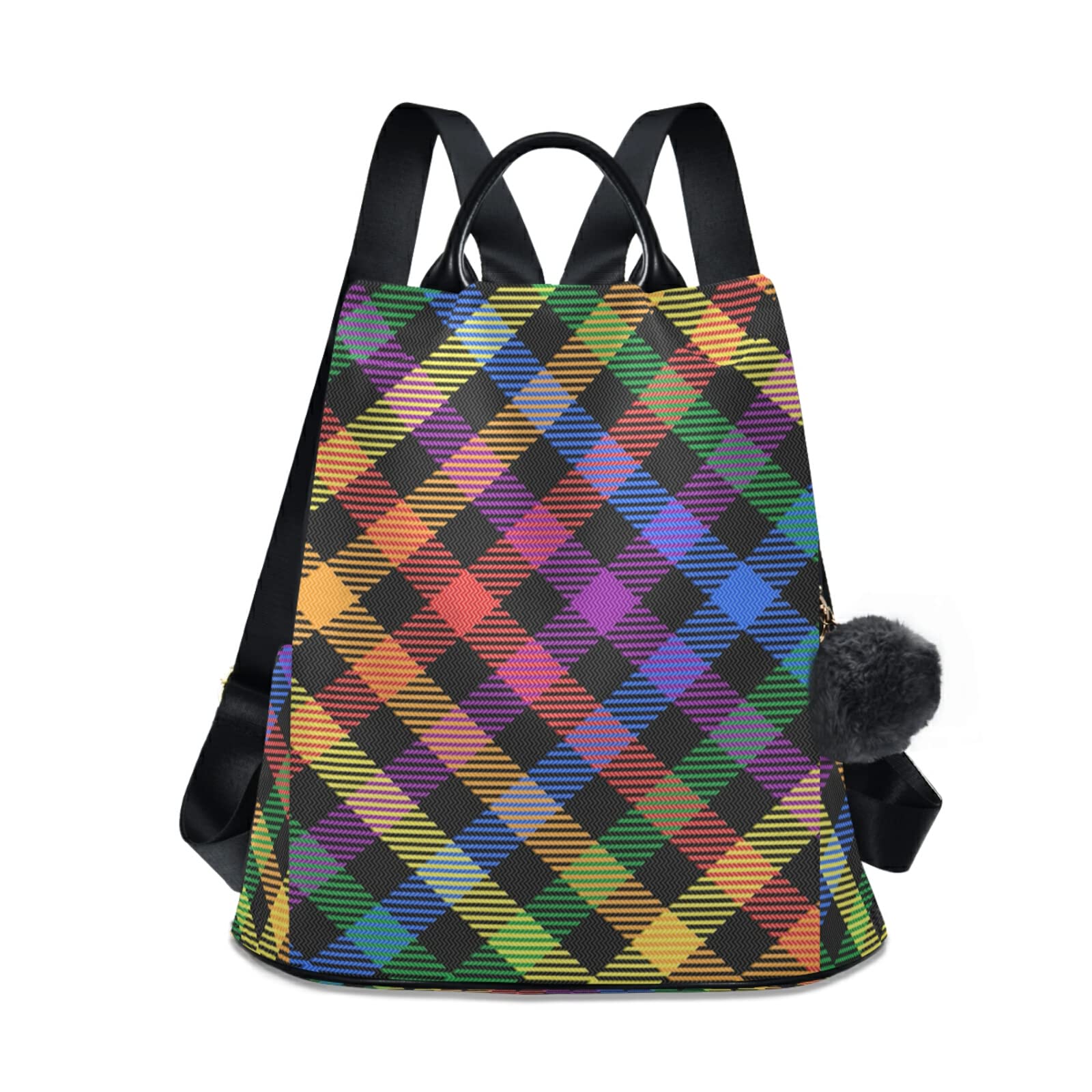Colorful Plaid Stripe Backpack for Women - Large Capacity Travel & School Bag