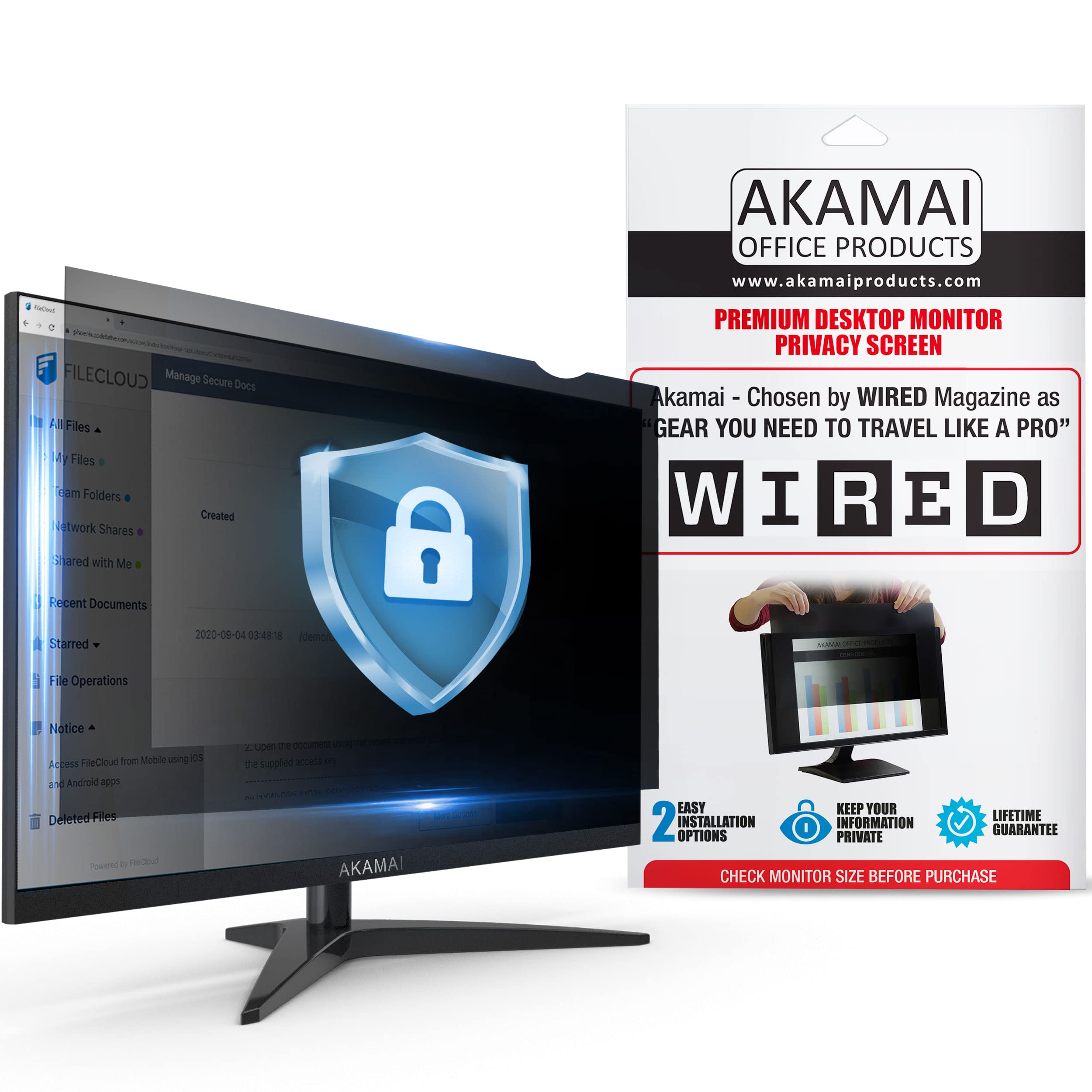 34 Inch 21:9 Ultra-Wide Computer Privacy Screen - Black Anti-Spy Monitor Filter with UV & Blue Light Protection for Office and Home Use - Desktop Security Shield by Akamai (Fits 34.0