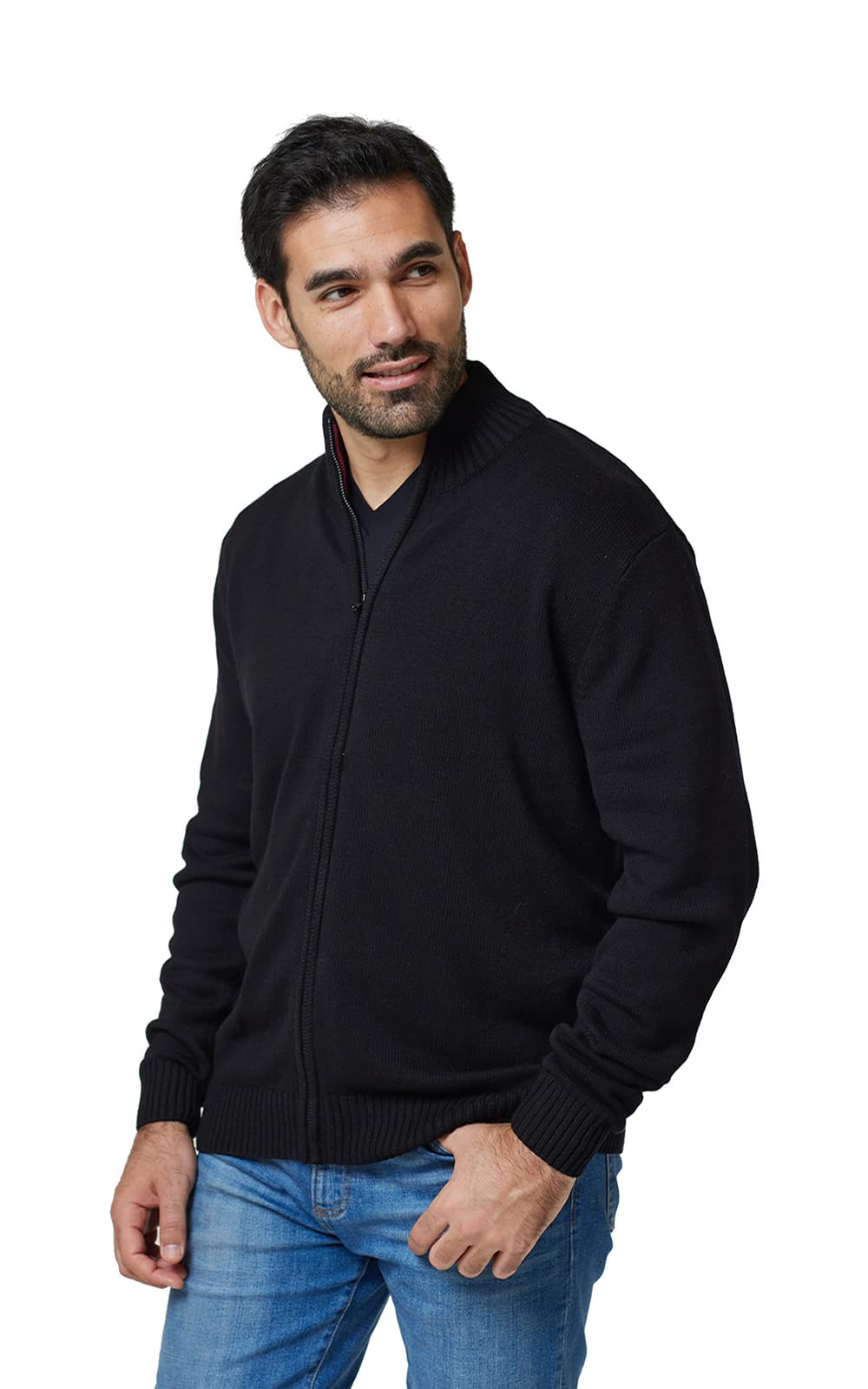 Men's Lightweight Long Sleeve Funnel Neck Zip-Up Sweater Cardigan - Cozy Winter Pullover for Casual Wear & Outdoor Activities