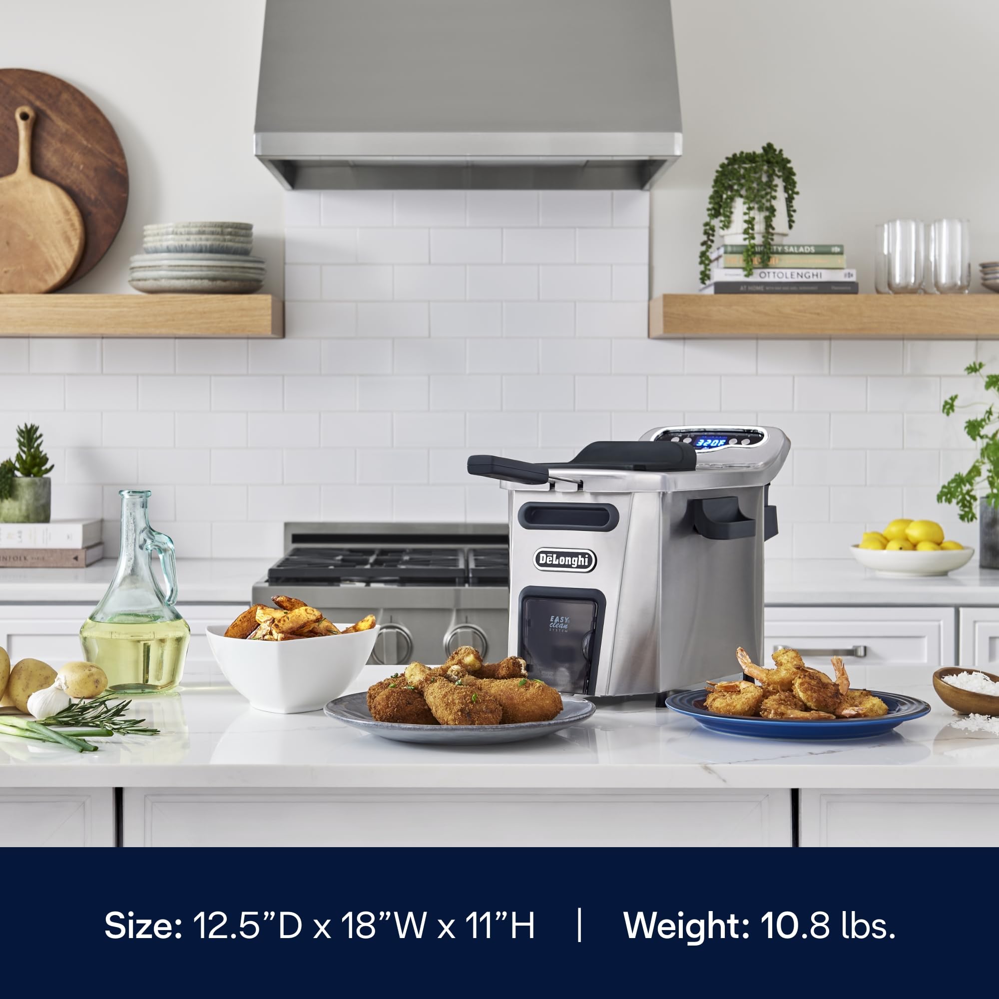 DeLonghi Livenza 1-Gallon Deep Fryer with EasyClean System - Adjustable Thermostat & Cool Touch Handles - Dishwasher Safe Oil Fryer for Home Kitchen - Perfect for Frying Chicken, Fish, French Fries & Donuts