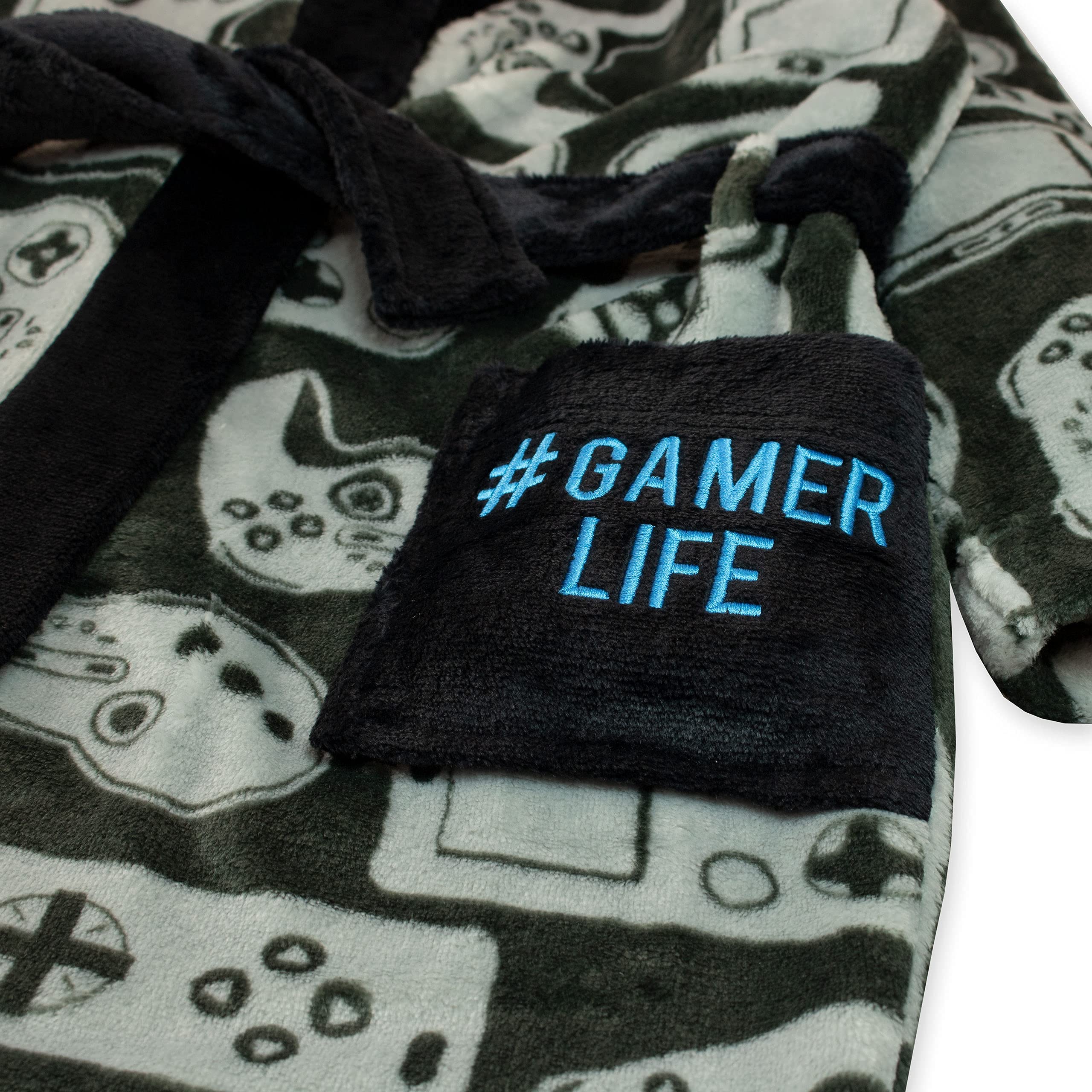 Kids Boys Robe with Gaming Design - Soft & Comfortable Bathrobe for Boys, Perfect for Gaming, Lounging & Relaxing at Home