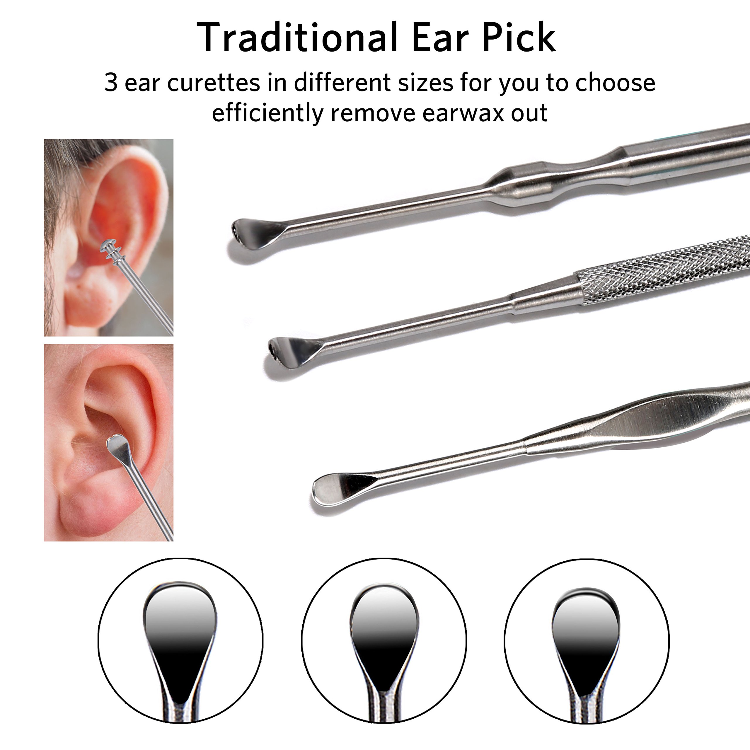 3 Pcs Ear Wax Removal Kit - Geengle Ear Cleaning Tool Set with Curette, Brush & Storage Box - Safe & Gentle Earwax Remover for Adults & Kids - Perfect for Home, Travel & Personal Hygiene Care