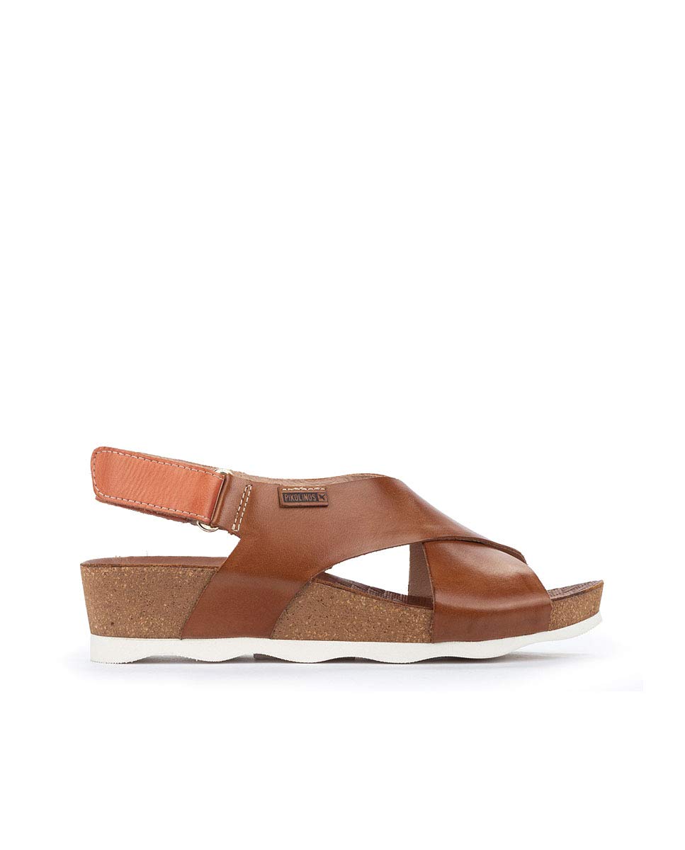 PIKOLINOS Women's Leather Wedge Sandals in Brandy Color - Comfortable & Stylish Summer Shoes for Beach, Vacation & Casual Outings