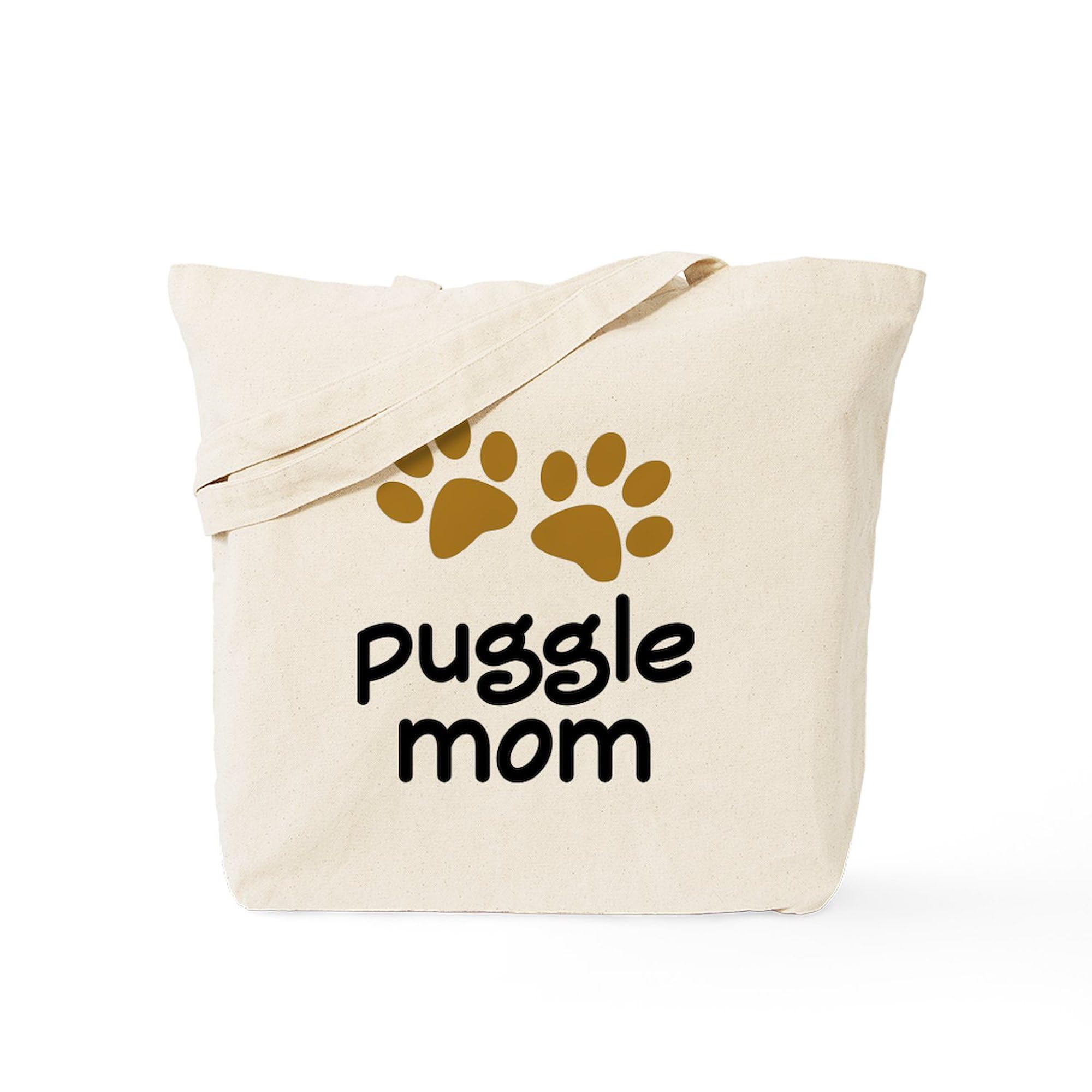 Cute Puggle Mom Tote Bag - Natural Canvas Reusable Shopping Bag for Women | Eco-Friendly Grocery Tote, Perfect for Mothers Day Gift, Beach Trips & Daily Errands