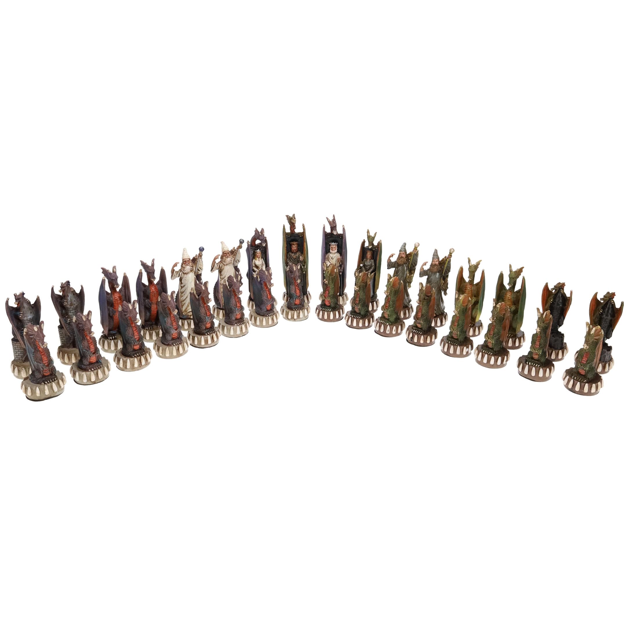 WE Games Dragon Figures Chess Set - Hand Painted Polystone Chess Pieces Only - Luxury Fantasy Chess Game for Adults - Perfect for D&D, Game Nights & Collector's Display