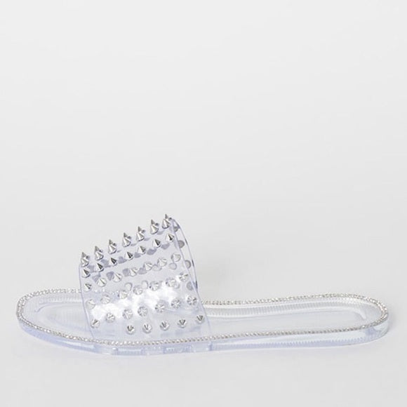 Josie Clear Spiked Sandals for Women - Trendy Transparent Chunky Heel Open Toe Summer Shoes - Perfect for Beach, Party & Casual Outfits
