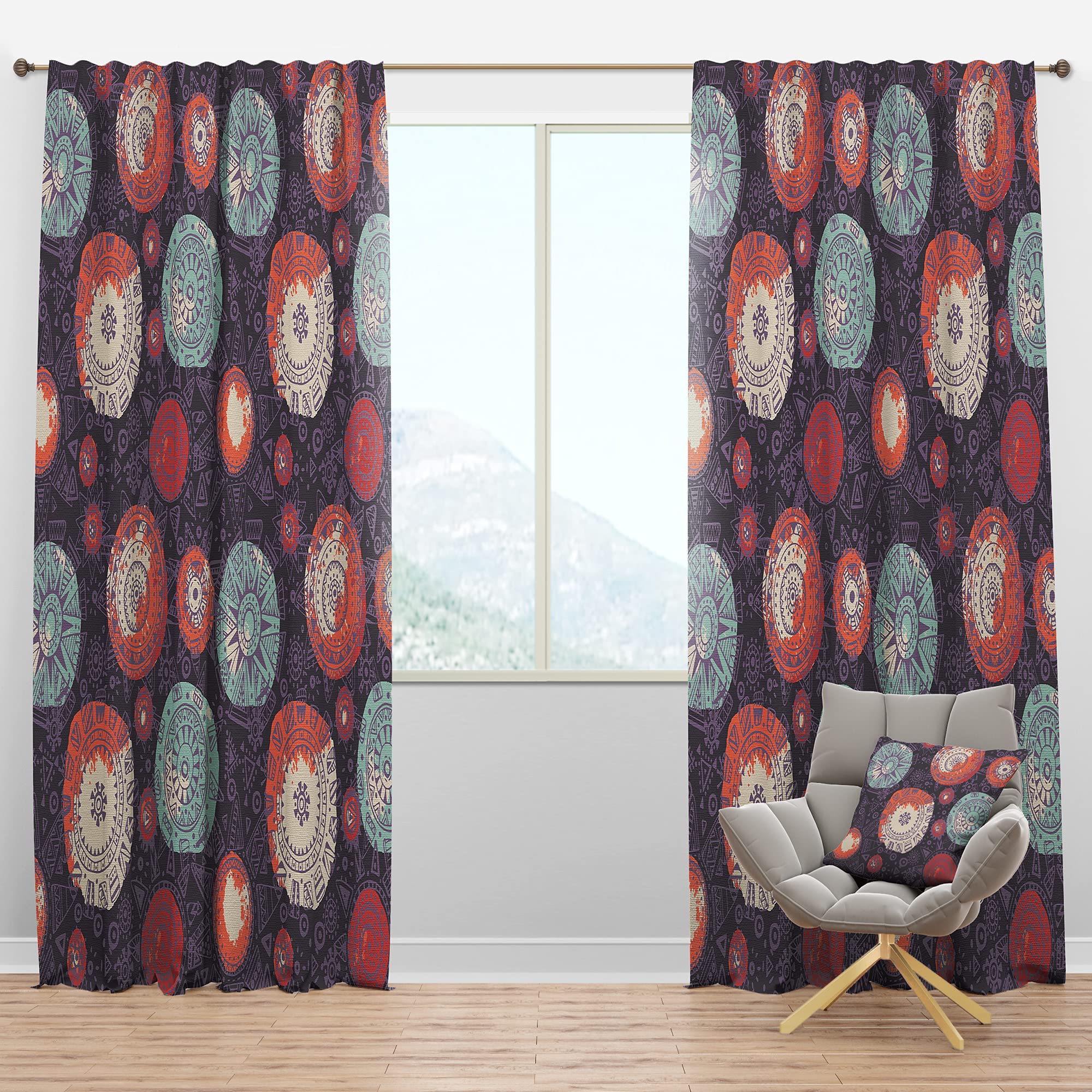 DesignQ Blackout Curtains - Thermal Insulated Doodle Sun Pattern Window Drapes for Bedroom & Living Room (52x120, Single Panel) - Perfect for Light Blocking, Privacy & Temperature Control