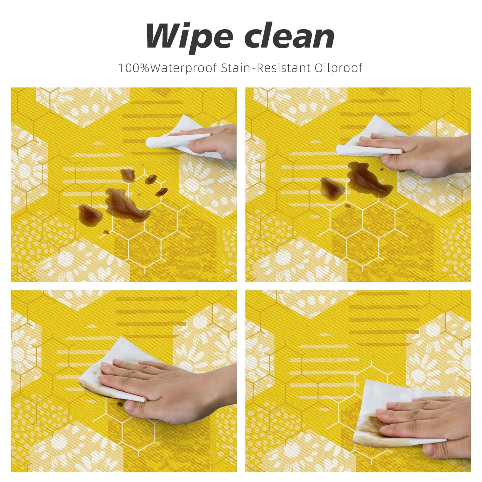 Honeycomb Pattern Elastic Edged Round Fitted Tablecloth - Waterproof & Wipeable Kitchen Table Cover for 45-50 Inch Tables - Perfect for Indoor, Outdoor, Parties & Dining