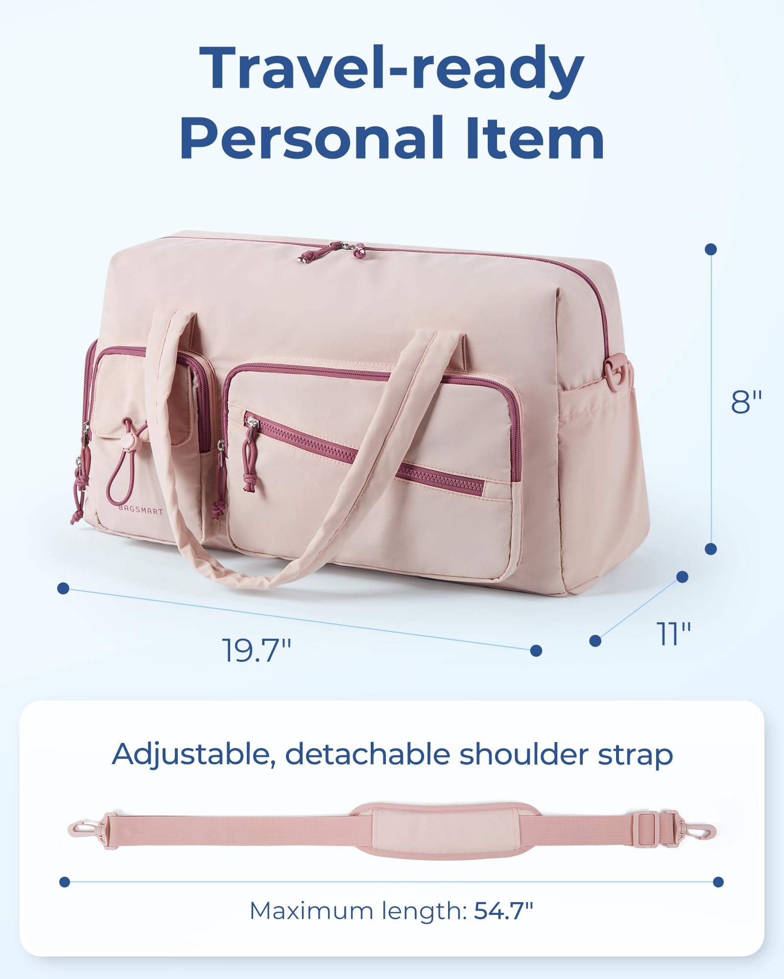 BAGSMART 29L Travel Duffle Bag - Waterproof Gym Bag for Women & Men with Shoe Compartment, Carry On Weekender Overnight Bag - Perfect for Air Travel, Workout, Sports & Weekend Getaways