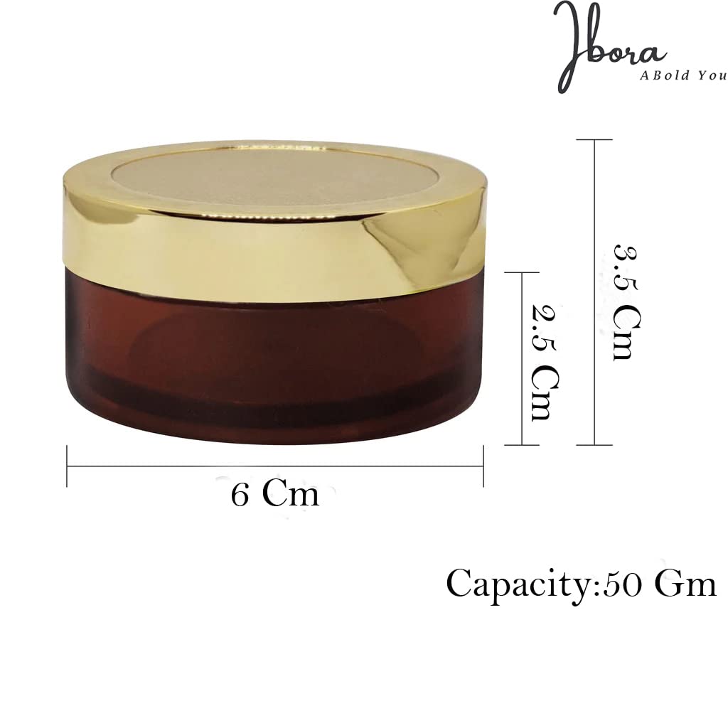 BPA-Free Acrylic Cosmetic Jars with Golden Lid - 50g Leak-Proof Airtight Containers for Creams, Gels, Body Scrubs, Lip Balms & Makeup (Pack of 5) - Perfect for DIY Beauty Products, Travel & Salon Storage