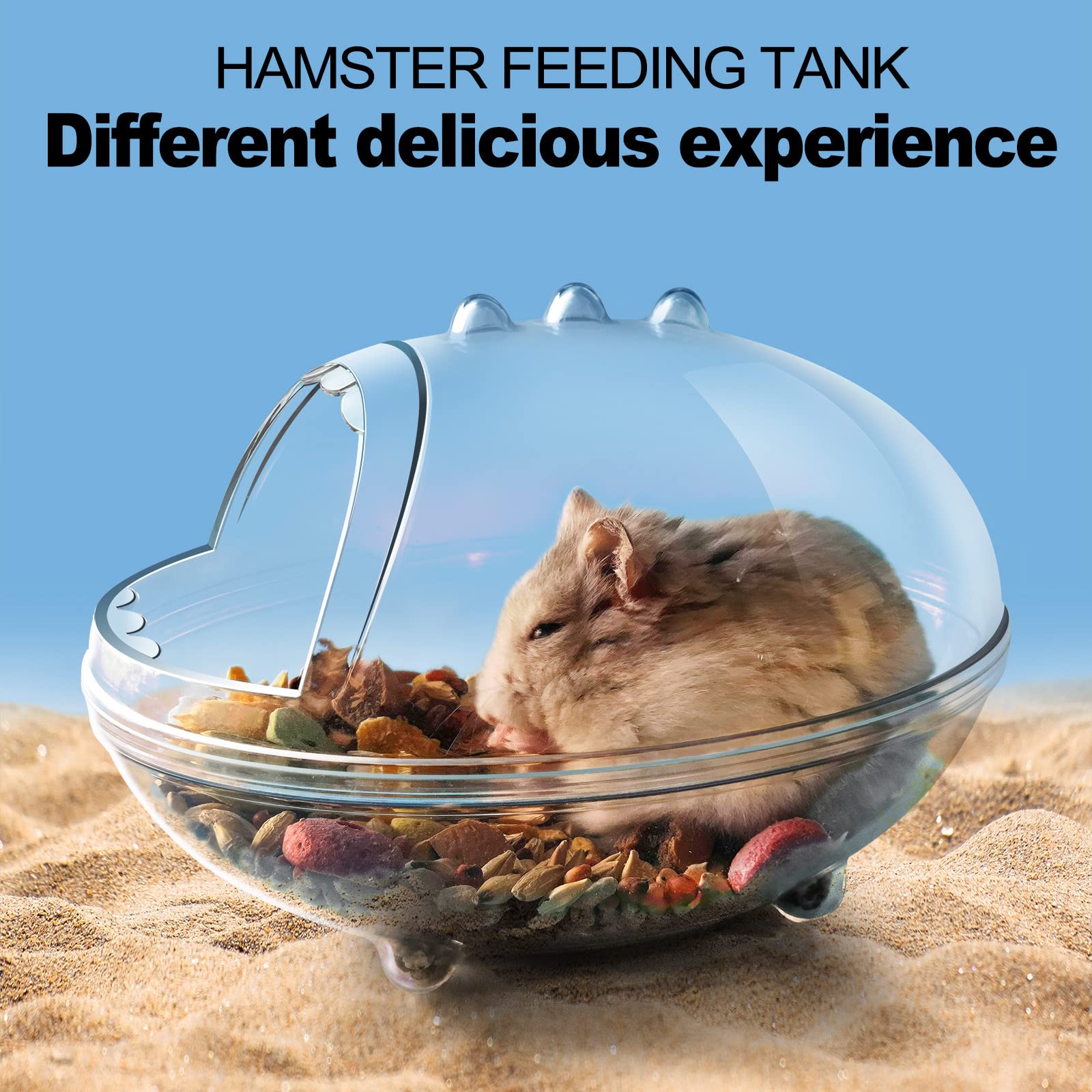 Hamster Sand Bath Container - Transparent Dust Bath Box for Small Pets, Hamster Bathtub & Toilet Accessories - Perfect for Cage Cleaning & Grooming (Size S)