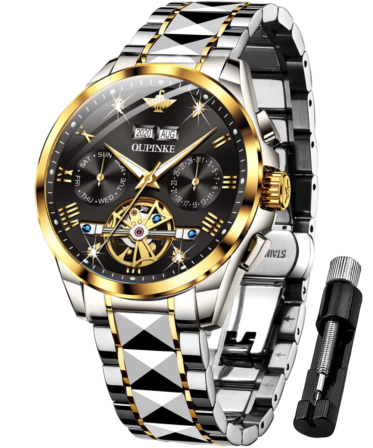 Premium Automatic Skeleton Tourbillon Men's Watch - Self-Winding Luxury Dress Watch with Sapphire Crystal - Perfect for Business, Formal Events & Gifts