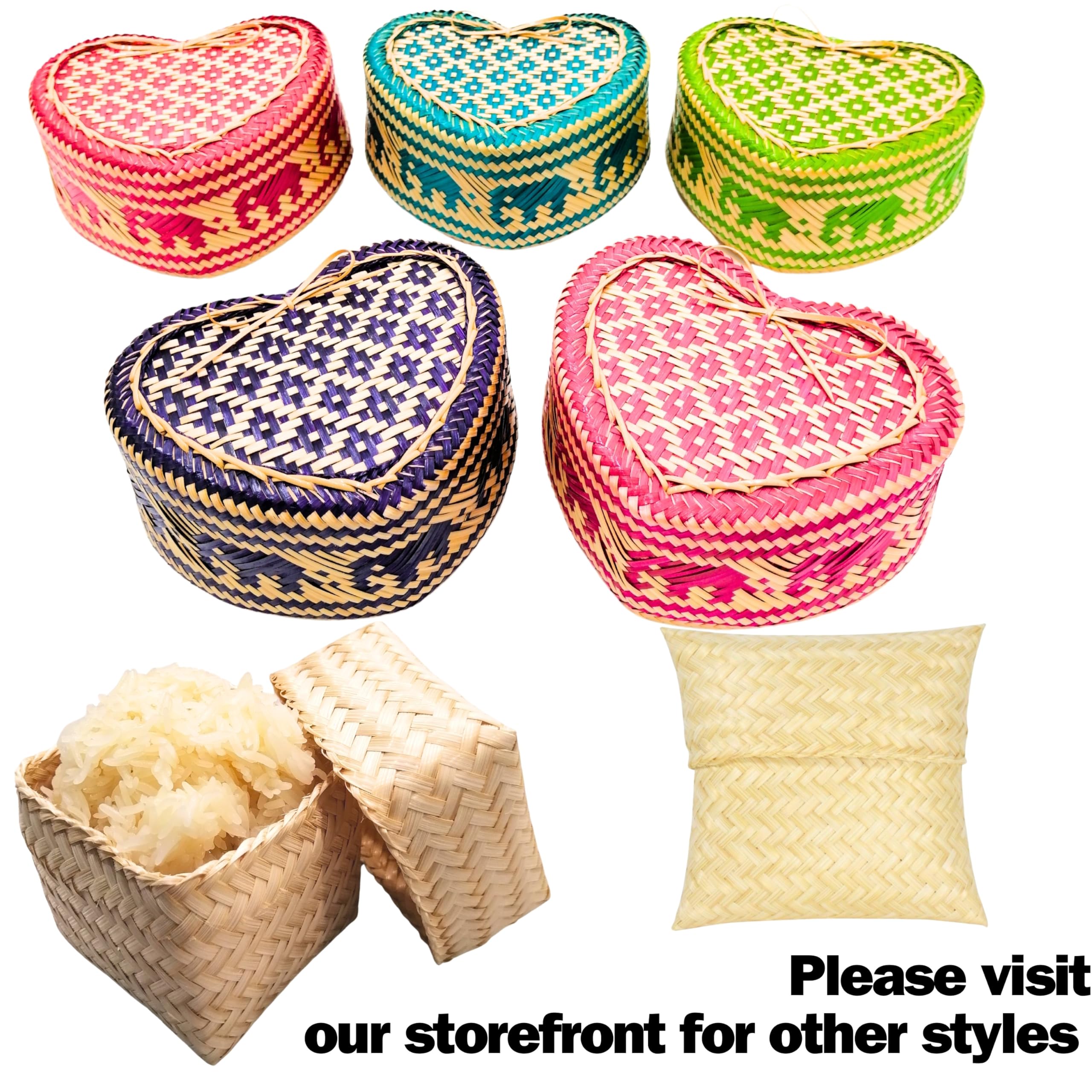 Premium 3.5 Inch Bamboo Sticky Rice Basket - Authentic Thai Handmade Kratip Steamer for Sticky Rice - Natural Kratib Container for Home & Restaurant Use - Perfect for Asian Cuisine, Party Serving, and Traditional Food Presentation (Pack of 4)
