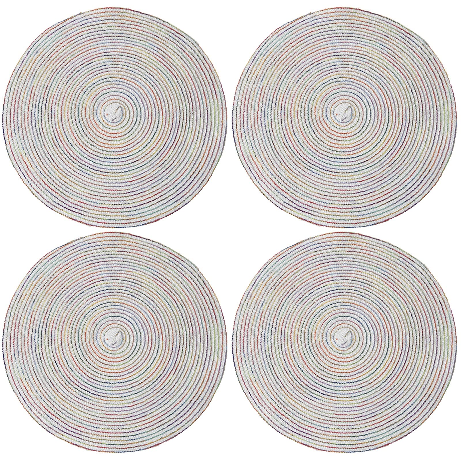 TIMOZERO Round Placemat Set of 4 - Non-Slip Heat Resistant Washable Braided Cotton Table Mats for Dining, Kitchen, Coffee Tables (14 Inch, Dark Blue) - Perfect for Everyday Meals, Dinner Parties & Home Decor