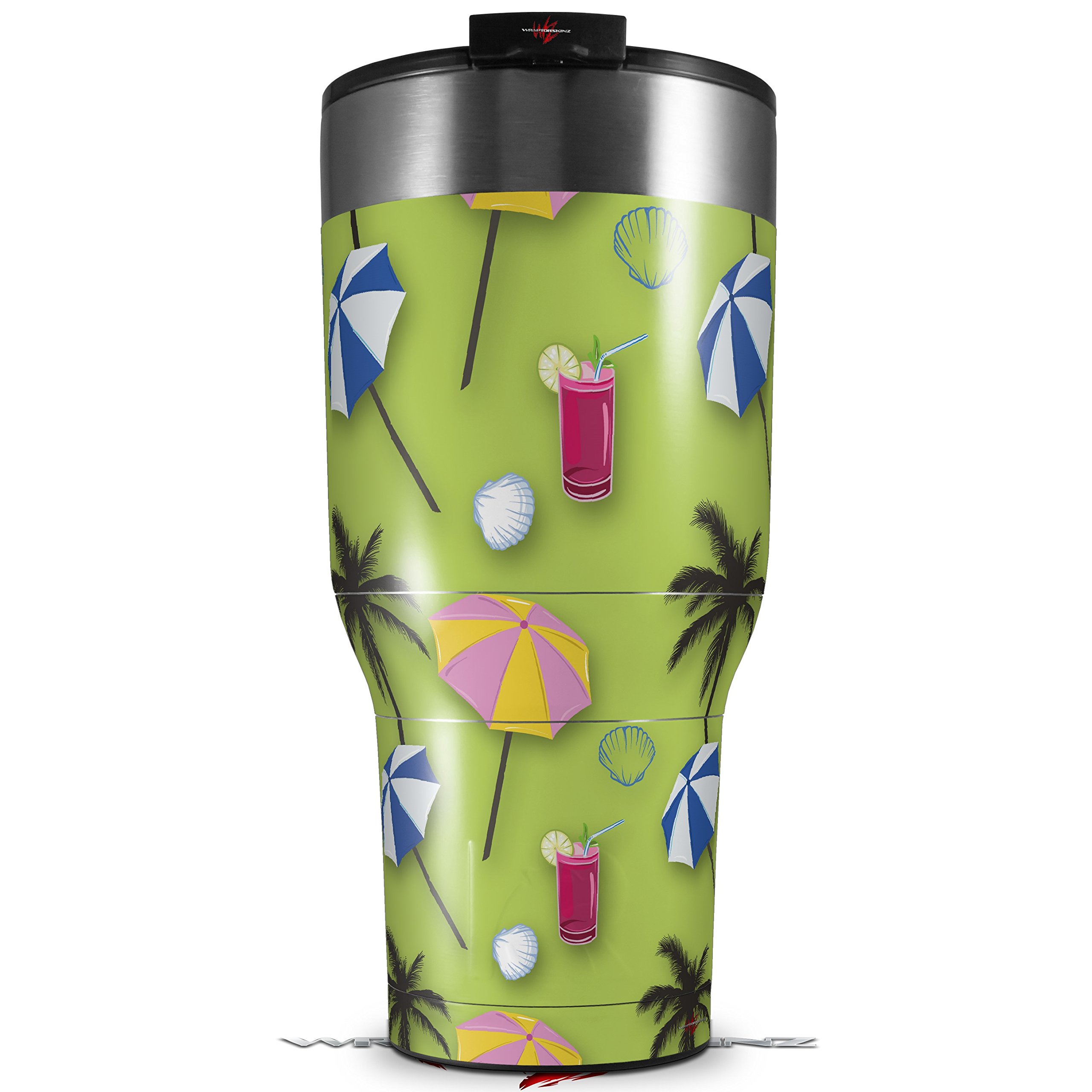 2017 RTIC 40oz Tumbler Skin Wrap Decal - Beach Party Umbrella Design in Sage Green | Custom Vinyl Sticker for Drinkware (Tumbler Not Included) | Perfect for Summer Parties, Beach Trips & Outdoor Adventures