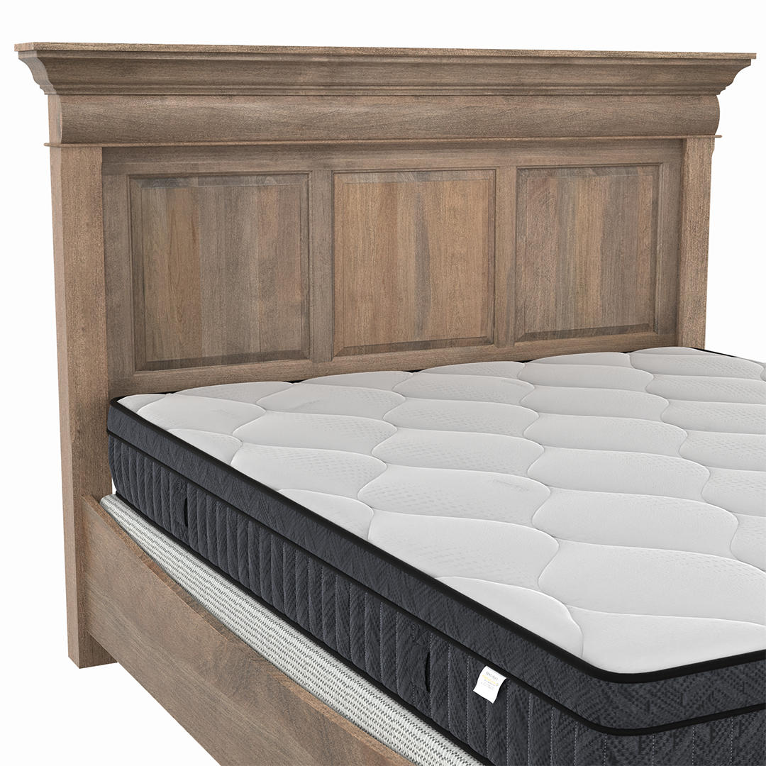 Bartlett Island Bed - Queen Size Wooden Platform Bed Frame with Headboard - Modern Minimalist Bedroom Furniture for Small Spaces & Apartments - Perfect for Guest Rooms, Dorms, and Cozy Bedrooms