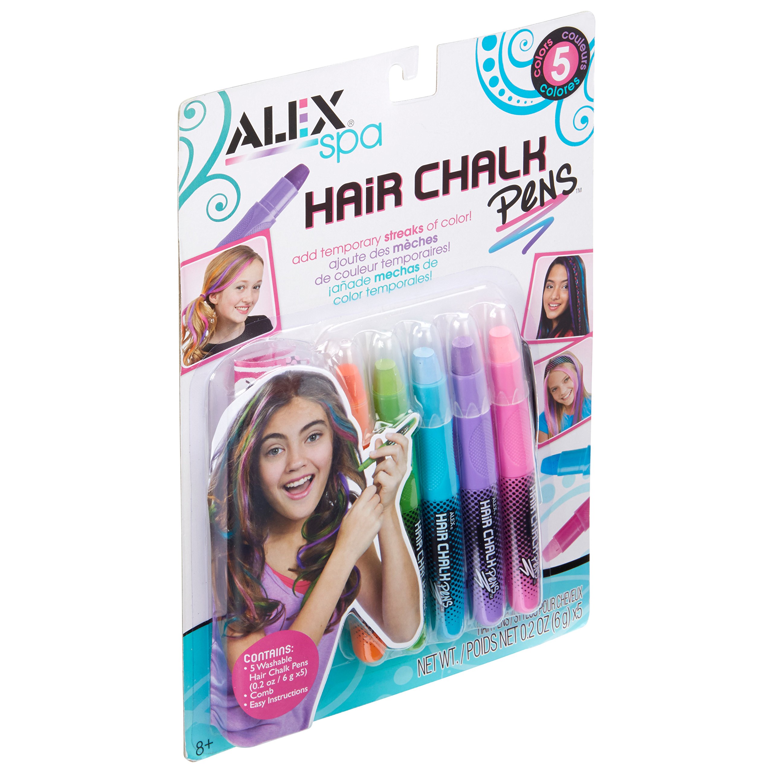 Alex Spa Hair Chalk Pens - Temporary Hair Color for Girls & Teens | Vibrant Non-Toxic Hair Dye for Parties, Halloween & Costume Events