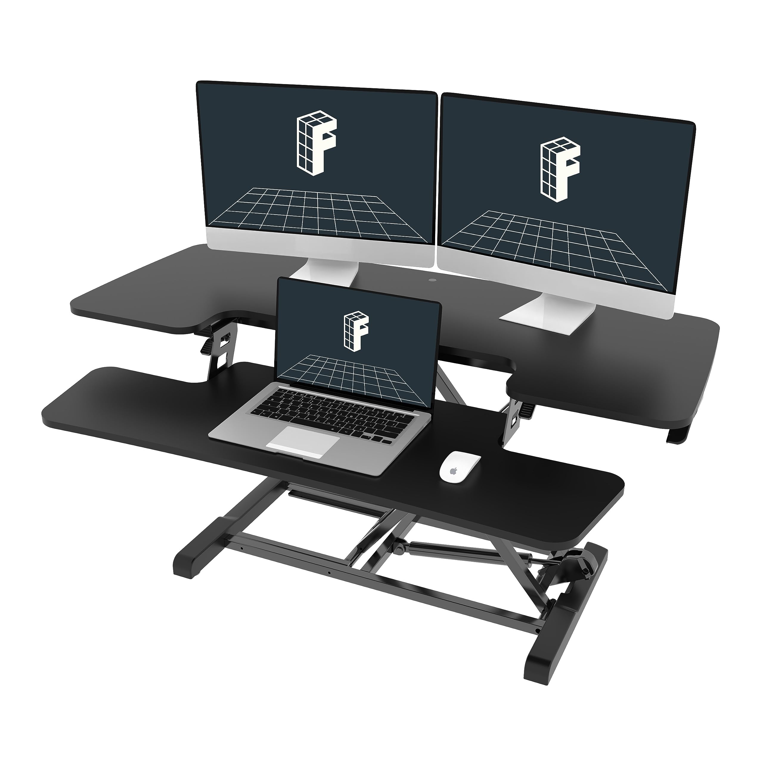 FLEXISPOT 40-inch Standing Desk Converter - Adjustable Height Sit Stand Desk Riser with Spacious 2-Tier Desktop | Ergonomic Computer Workstation for Home & Office (Black) | Perfect for Remote Work, Gaming, and Study Spaces