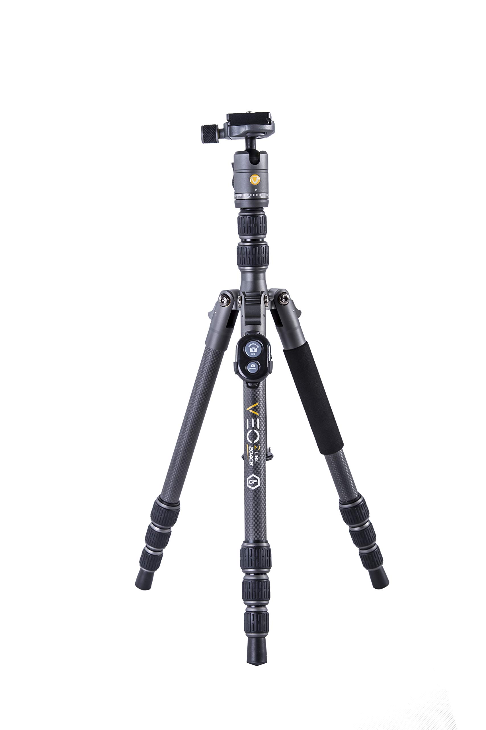 Vanguard VEO3GO204CB Carbon Fiber Travel Tripod - Compact & Lightweight with Ball Head, Monopod, Smartphone Holder & Bluetooth Remote for Photography, Vlogging & Outdoor Adventures