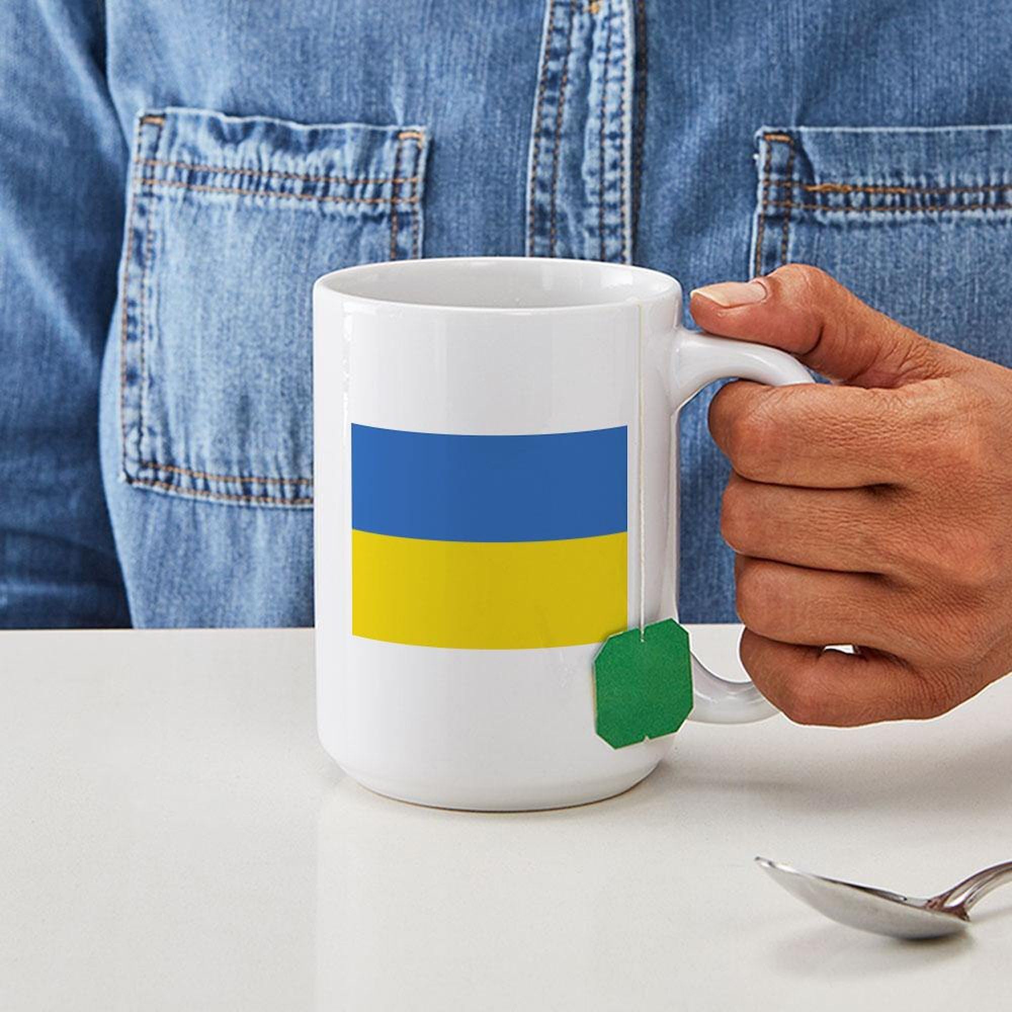 Ukraine Flag Ceramic Coffee Mug 15 oz (444 ml) - Patriotic Gift for Supporters, Home & Office Use - CafePress